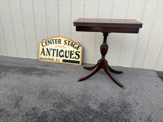 67459  Vintage Mahogany Flip Top Game Table with Pedestal Base