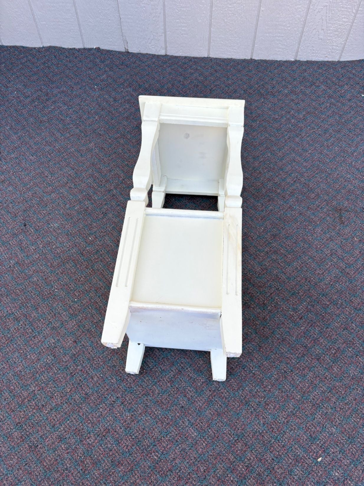 67428 Vintage White Painted Nightstand with Turned Legs
