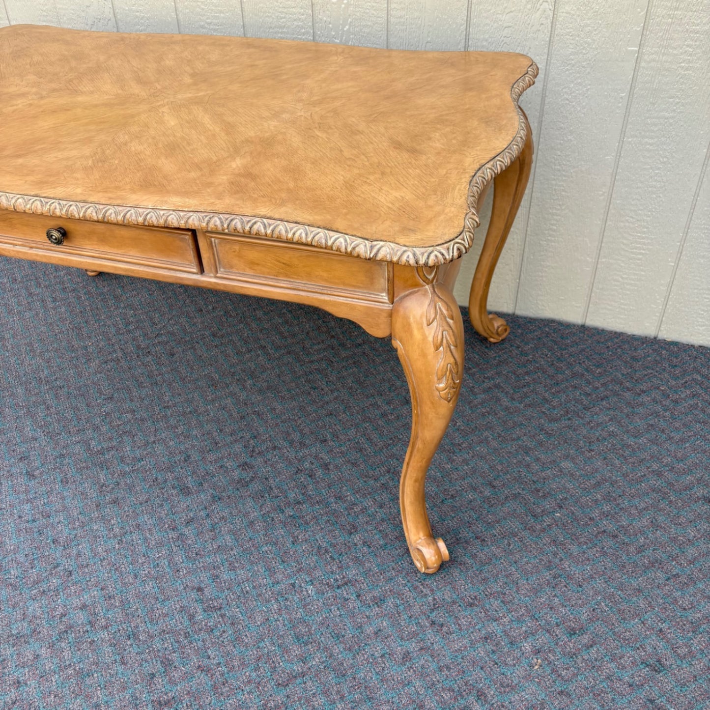 67857 Elegant French Provincial Writing Desk with Carved Details