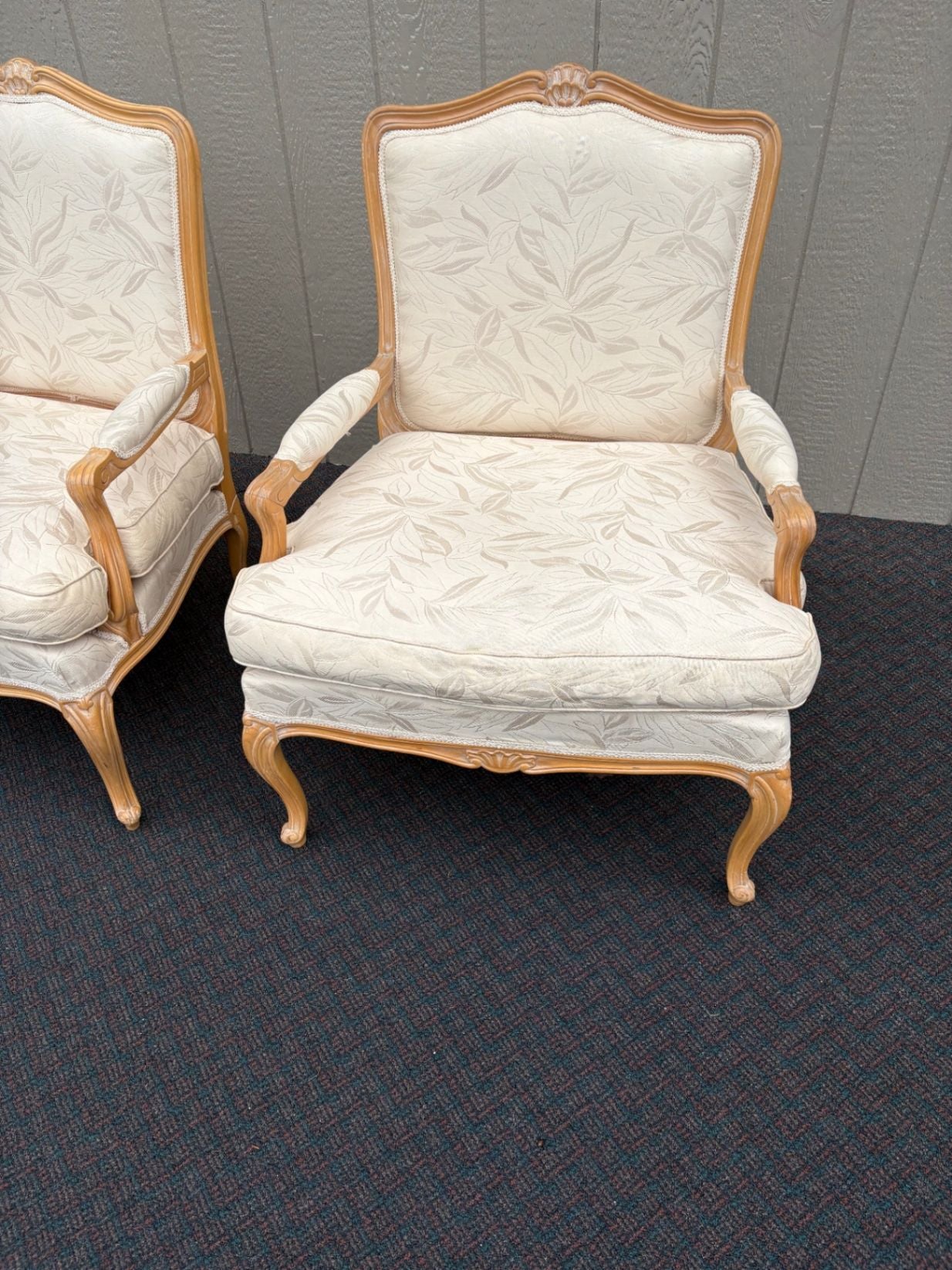 67530 Pair of Chateau Dax Italian Louis XV Style Armchairs in Cream