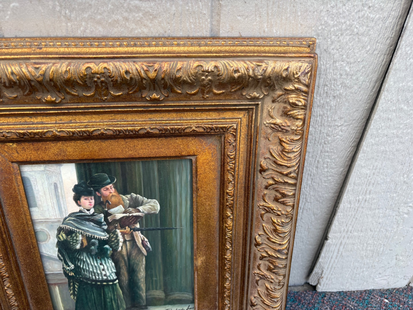 68042 Victorian Style Framed Oil Painting with Ornate Gilt Frame
