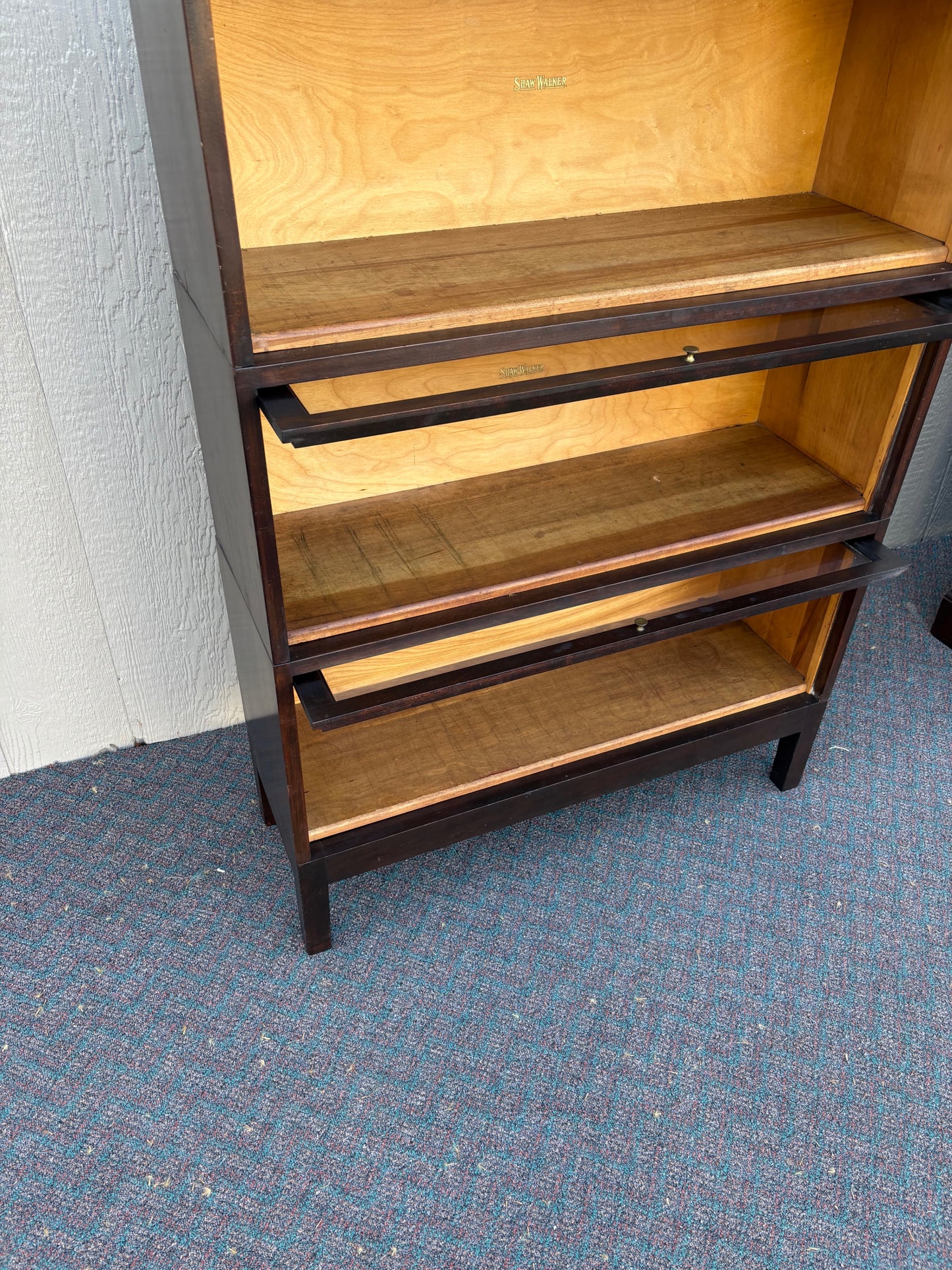 67598 Shaw Walker Three-Section Barrister Bookcase with Glass Doors