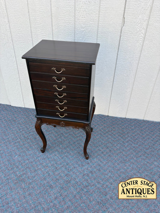 67863 Antique Mahogany Sheet Music Cabinet with Carved Cabriole Legs