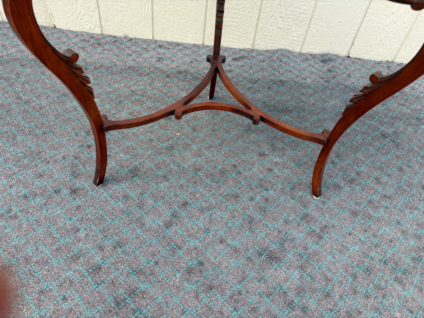 Mahogany Two-Tier Figural Table with Ornate Carvings