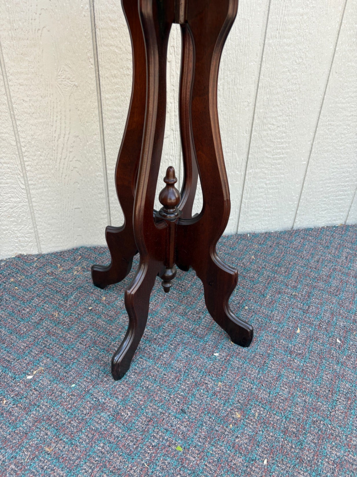 67777  Victorian Marble-Top Pedestal Table with Ornate Wooden Base