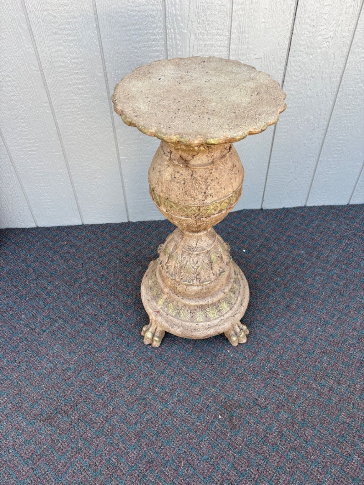 67421  Ornate Resin Pedestal with Claw Feet and Acanthus Details