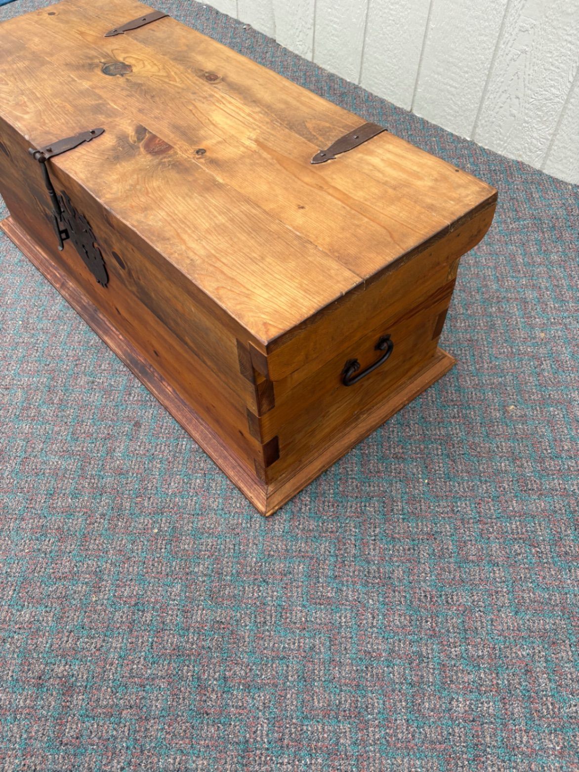 67664 Rustic Pine Trunk with Iron Hardware and Natural Finish