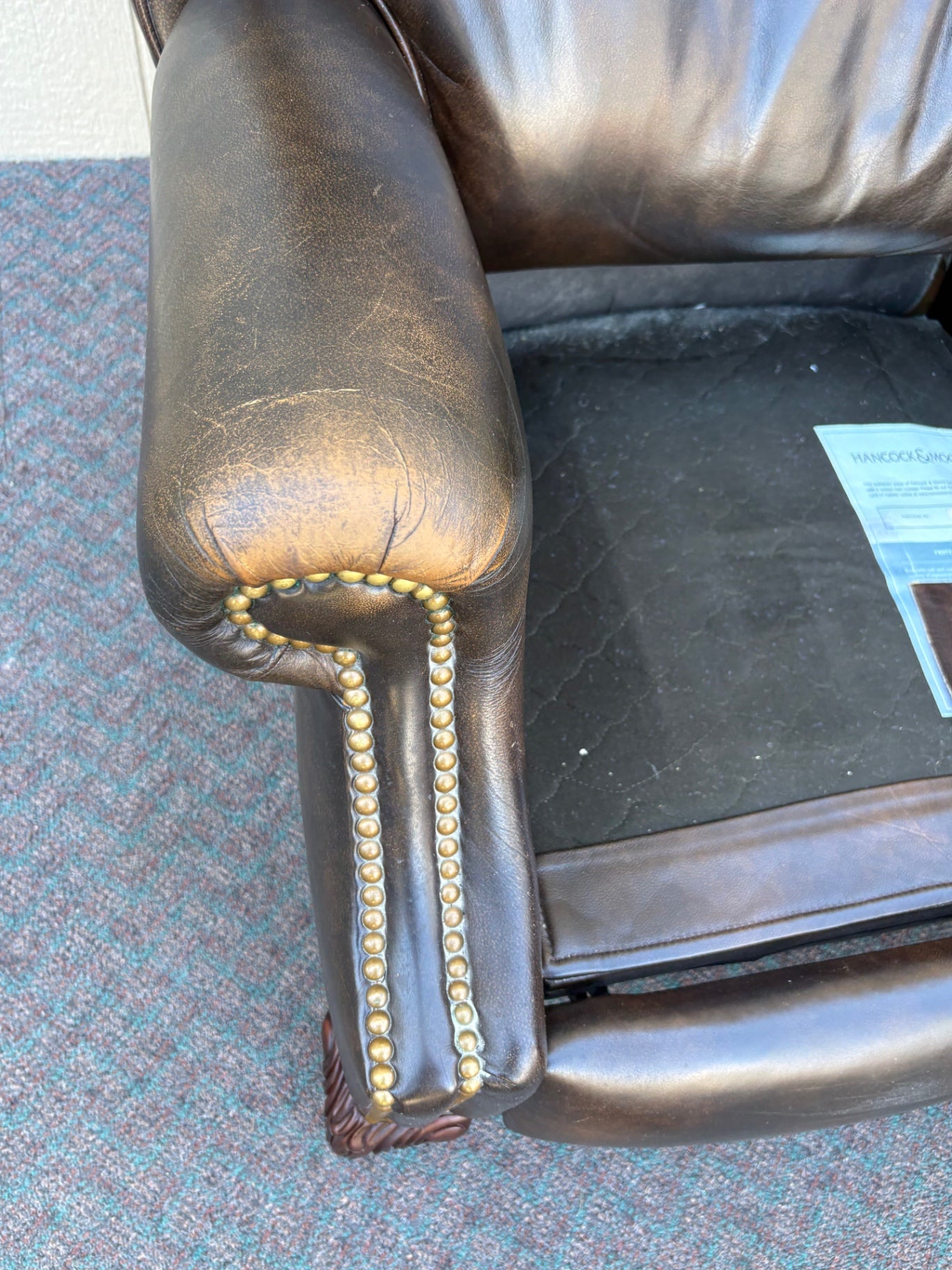67848 Hancock and Moore Leather Recliner with Nailhead Trim