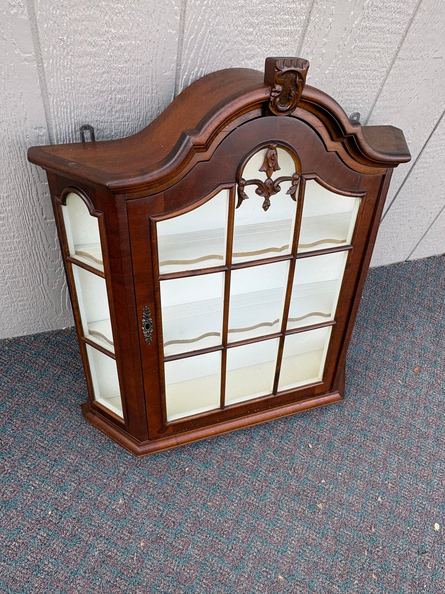 67662 Victorian Wall Hanging Curio Cabinet with Glass Door