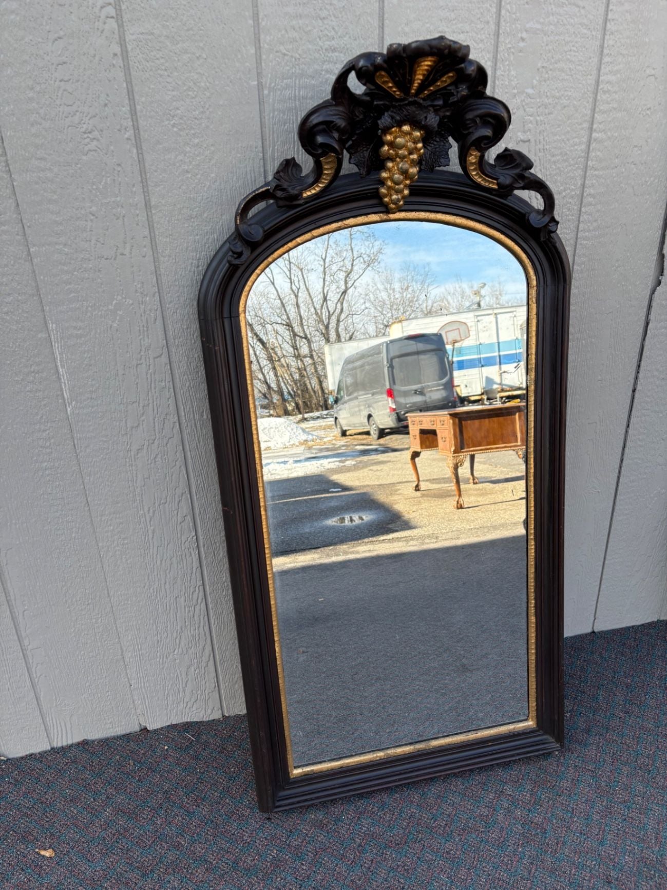 67382 Victorian Wall Mirror with Ornate Gilt Carved Grapes
