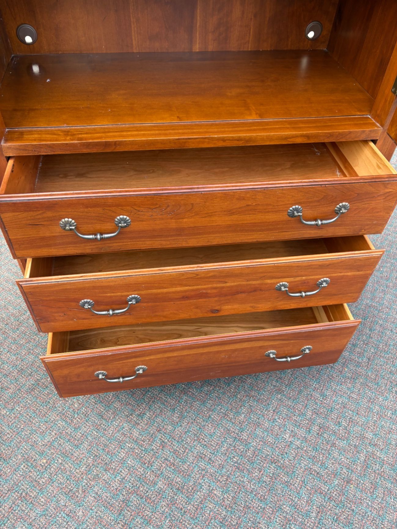 67581 Ethan Allen Cherry High Chest Dresser with Elegant Hardware