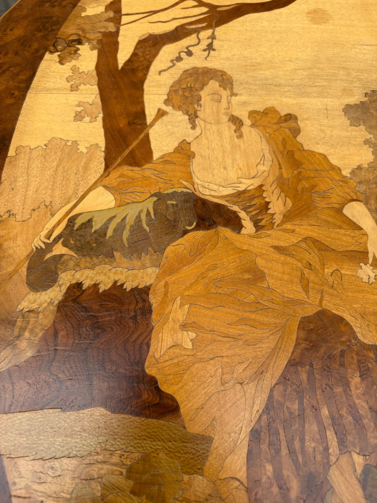 68062 Pair of Inlaid Octagonal Side Tables with Marquetry Scenes