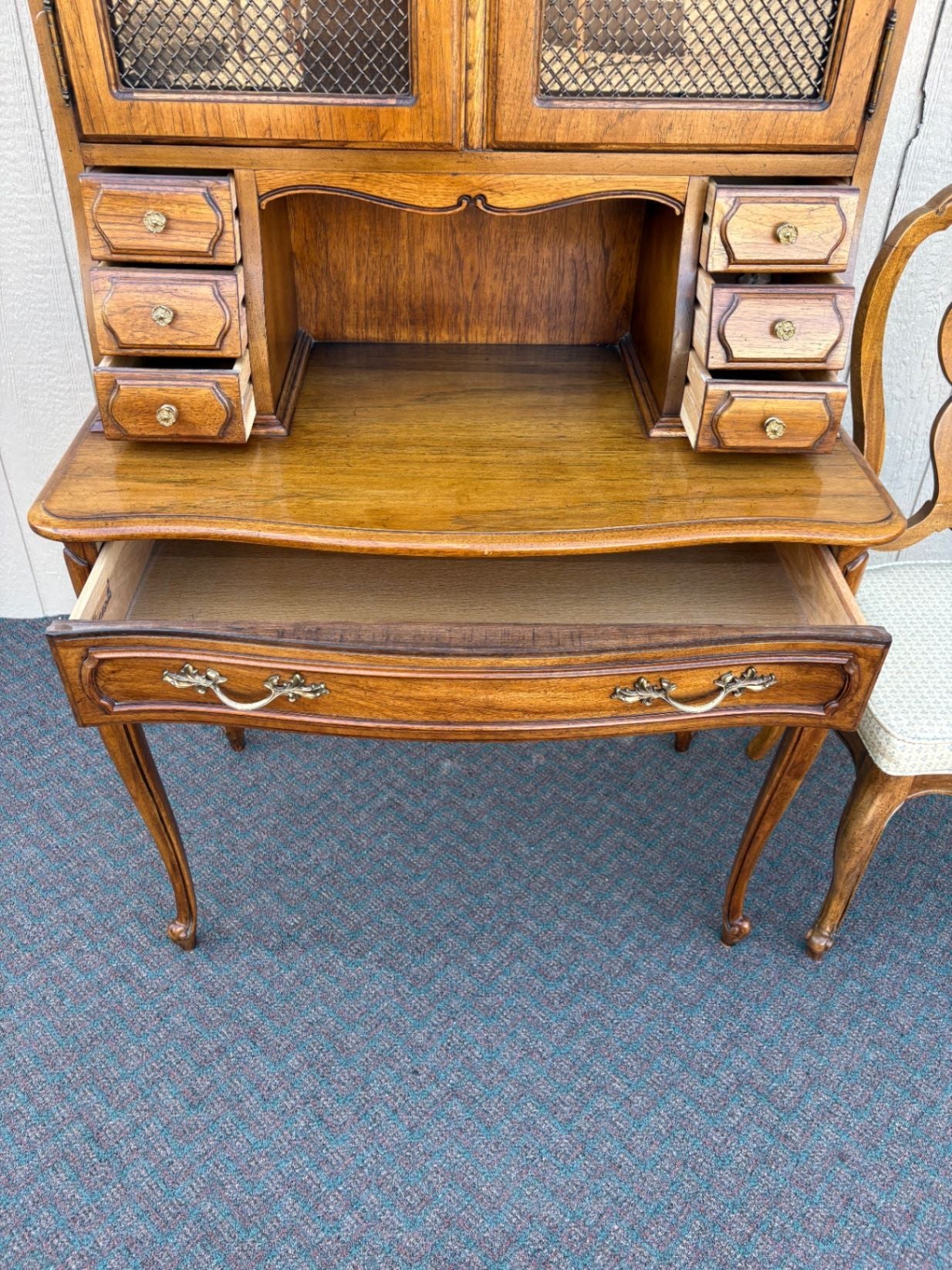 67607 Thomasville French Provincial Secretary Desk with Chair, Oak Finish