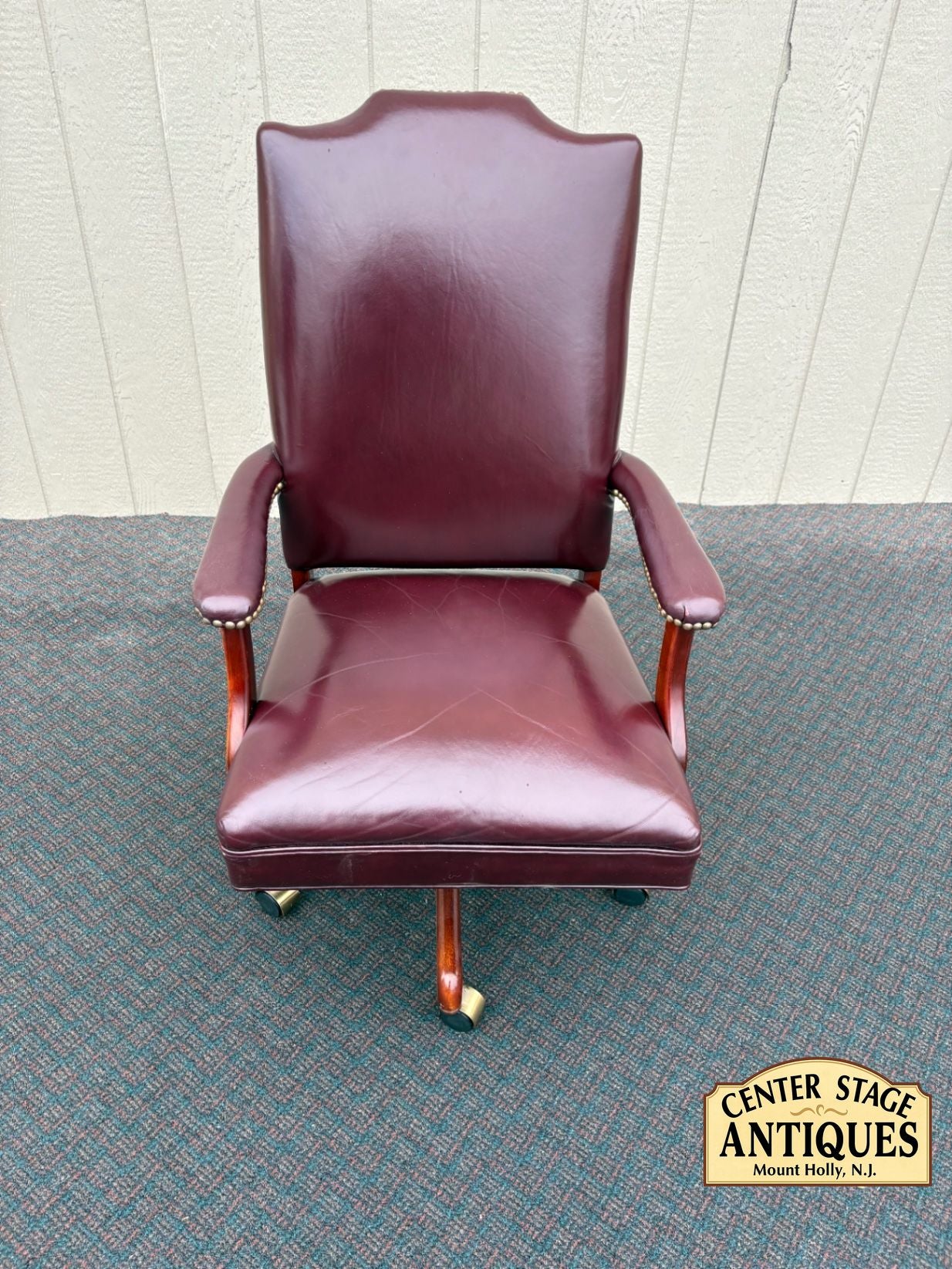 67507  Fairfield Leather Swivel Office Chair with Nailhead Trim