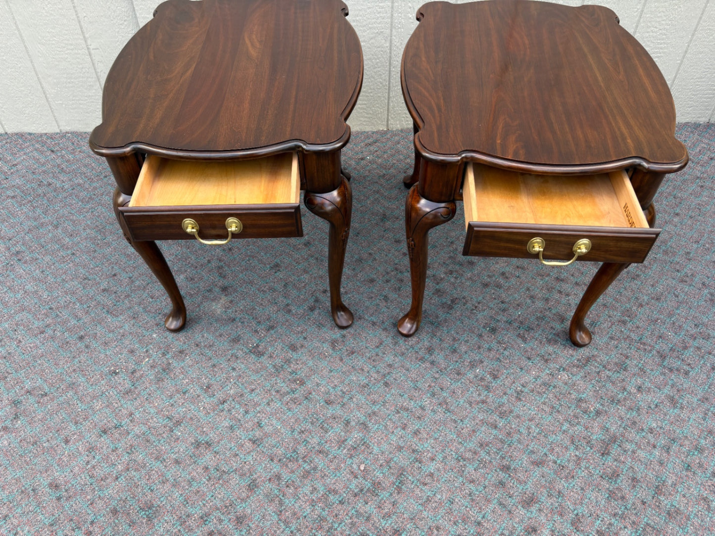 67955 Pair of Harden Queen Anne End Tables in Rich Walnut Finish