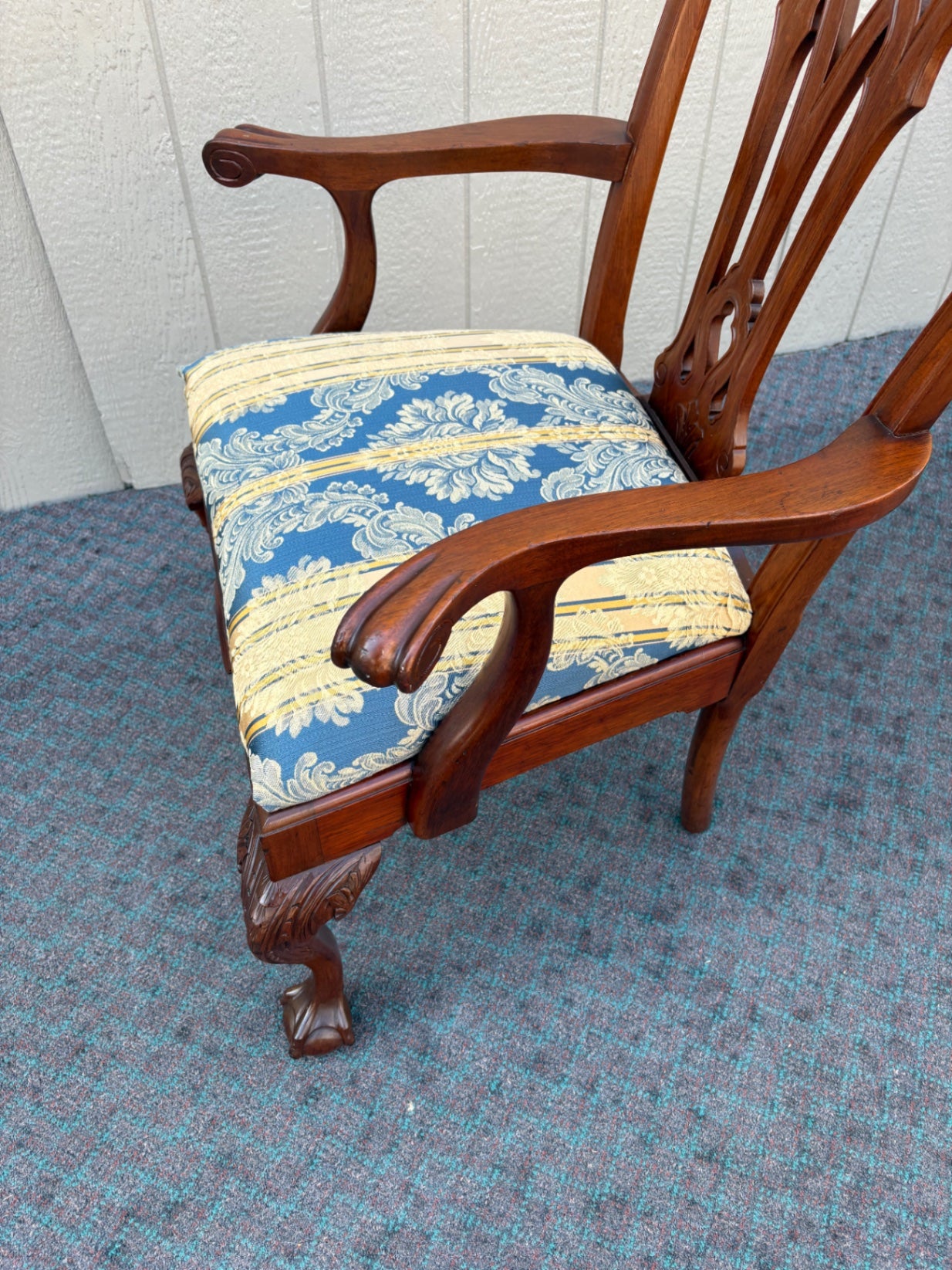 67965  Pair of Chippendale Style Mahogany Armchairs with Carved Details