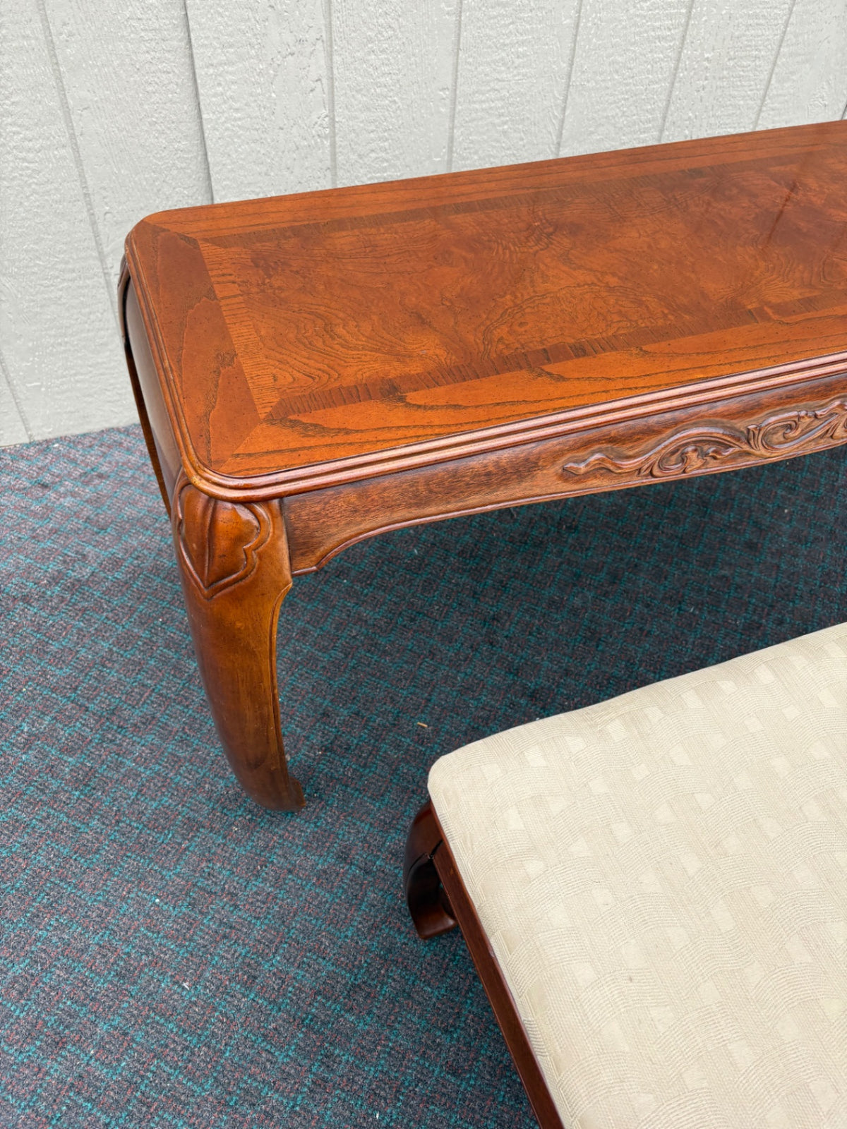 68143 Elegant Wood Console Table with Upholstered Bench Set