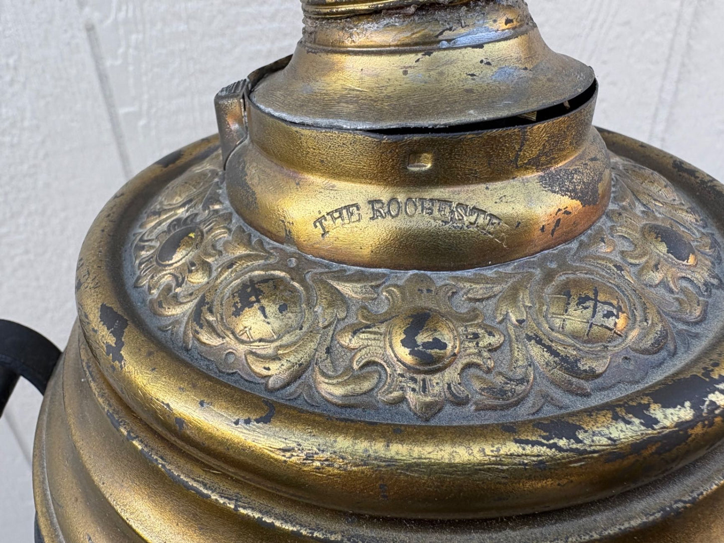 67400  Antique Victorian Wrought Iron Floor Lamp with Brass Font