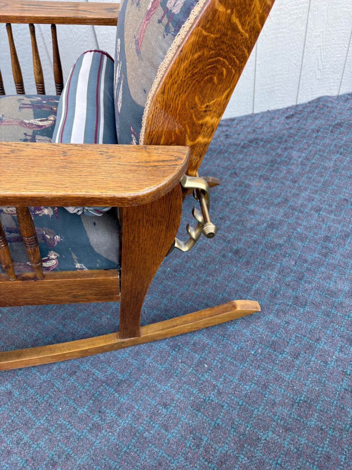 68235 Victorian Oak Morris Rocking Chair with Lion Carvings
