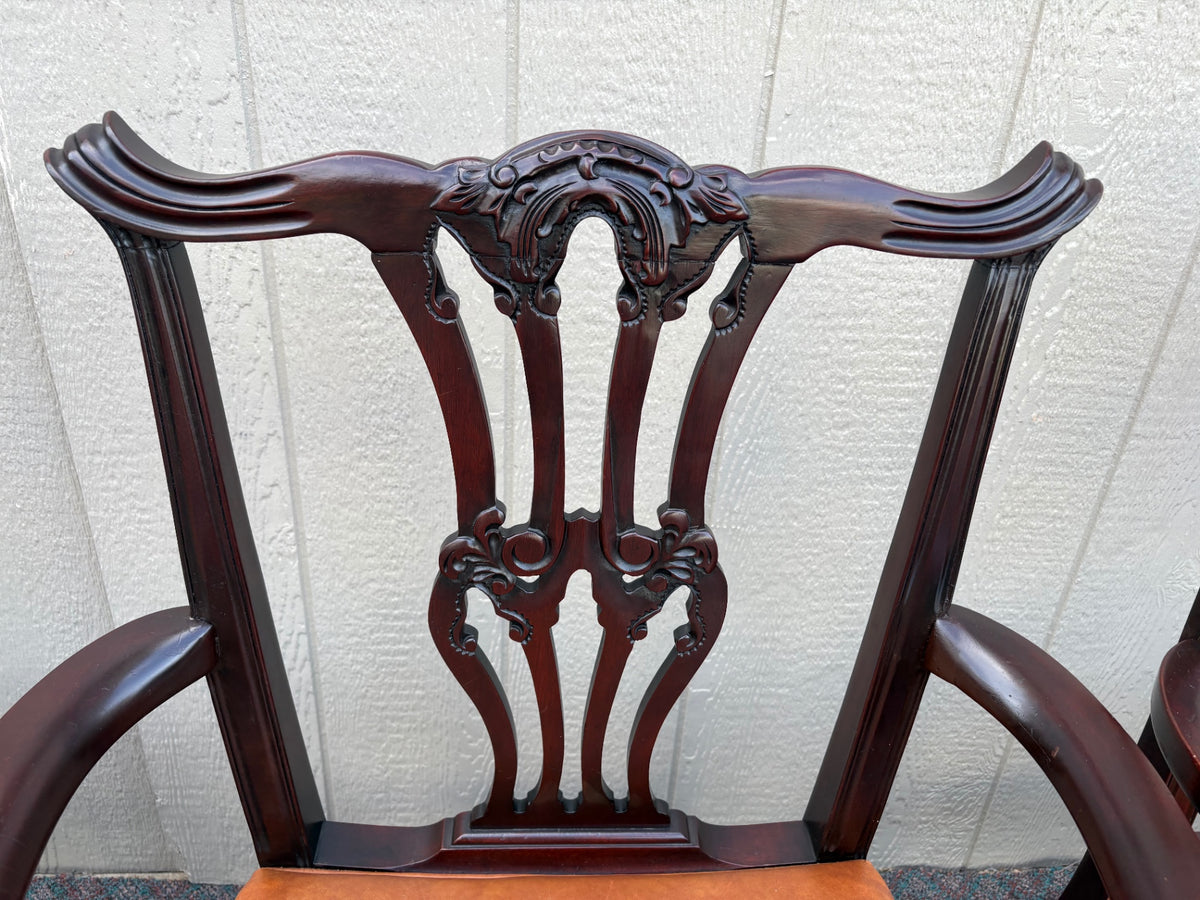 66988  Set of 6 Charak Dining Chairs, Chippendale Style, Mahogany