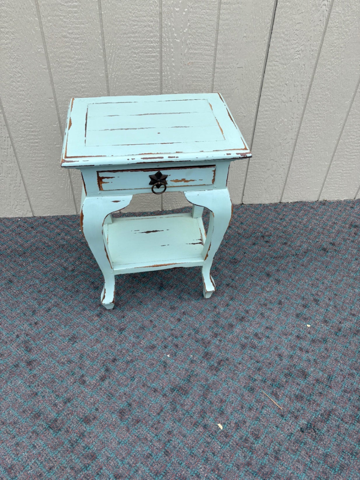 Distressed Shabby Chic Nightstand with Single Drawer