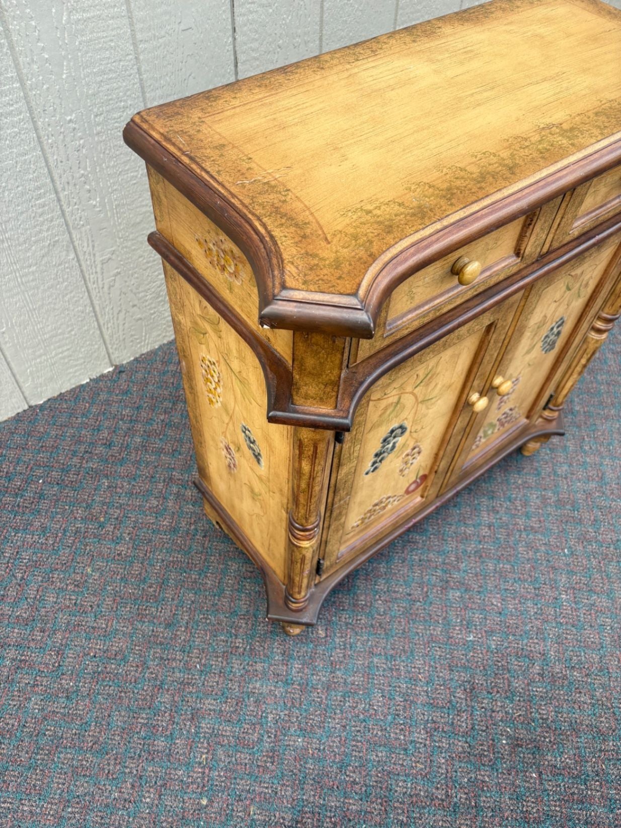 67582 Hand-Painted Tuscan Style Console Cabinet with Fruit Motif