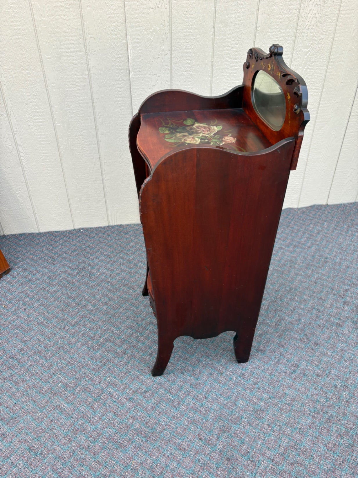 67852 Hand-Painted Victorian Sheet Music Cabinet with Mirror