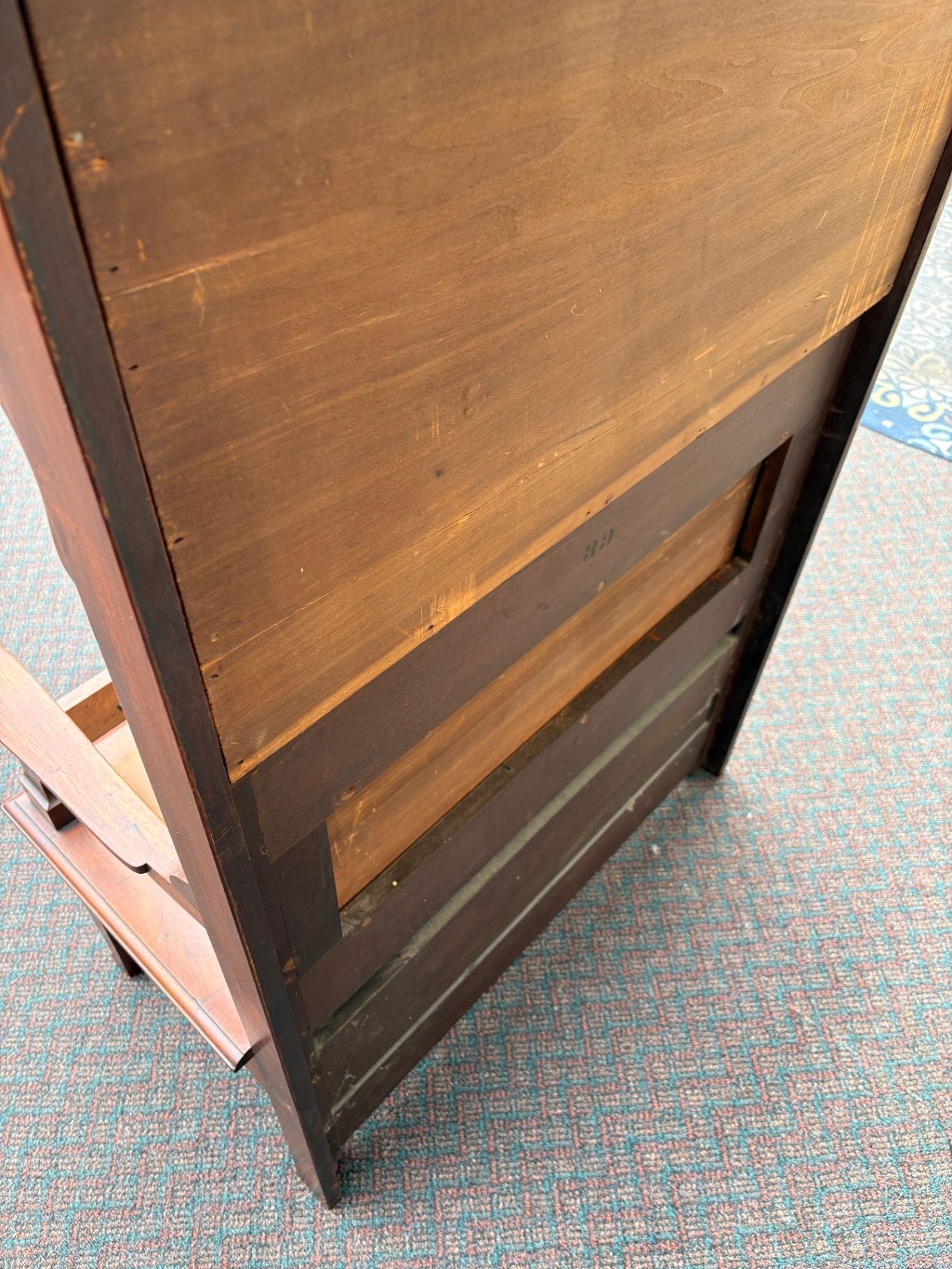 67402 Victorian Hall Seat with Mirror and Brass Hooks in Mahogany