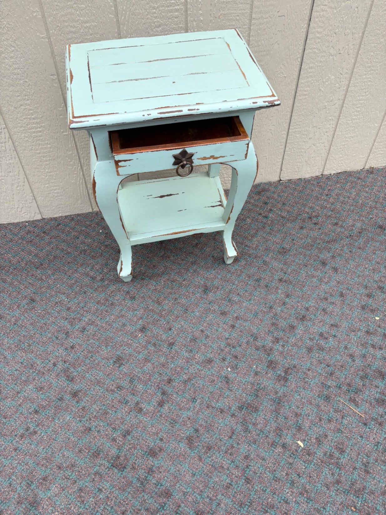 Distressed Shabby Chic Nightstand with Single Drawer