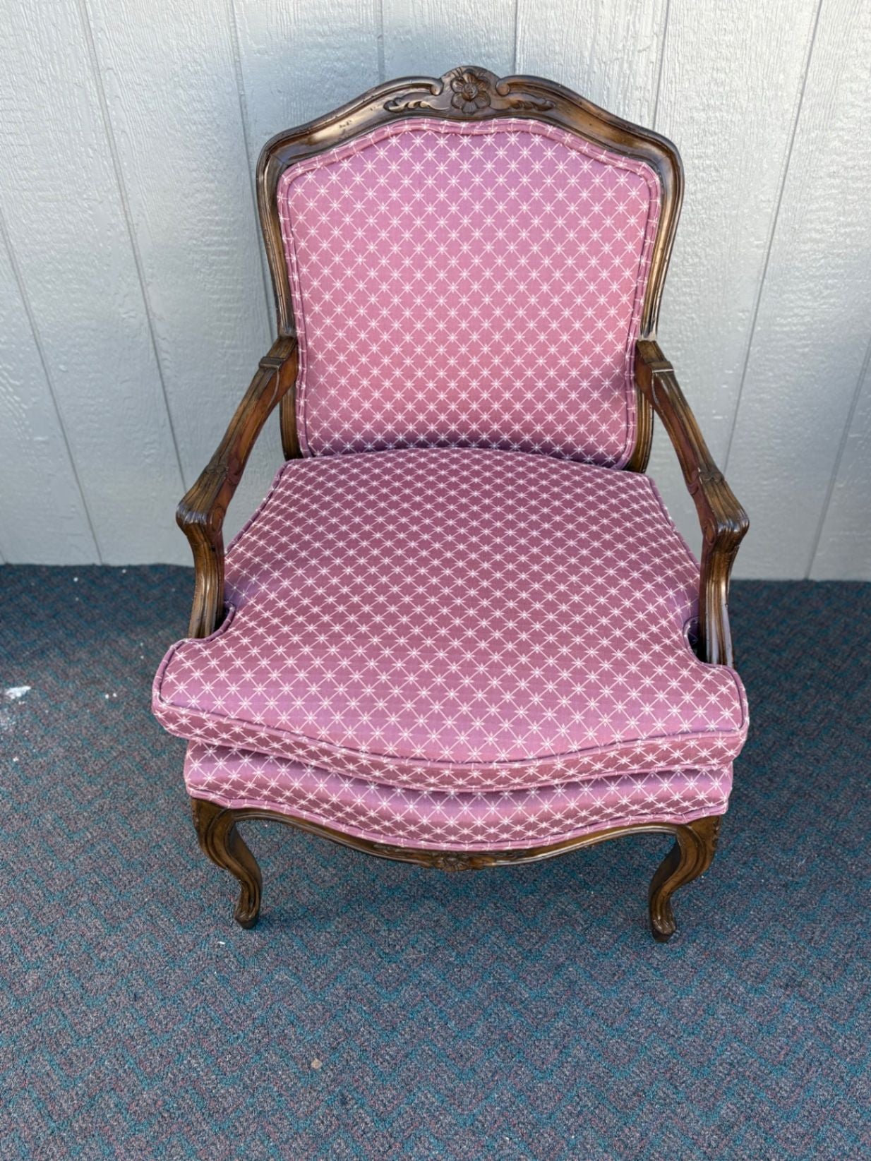 67423 Pair of French Louis XV Style Carved Wood Armchairs