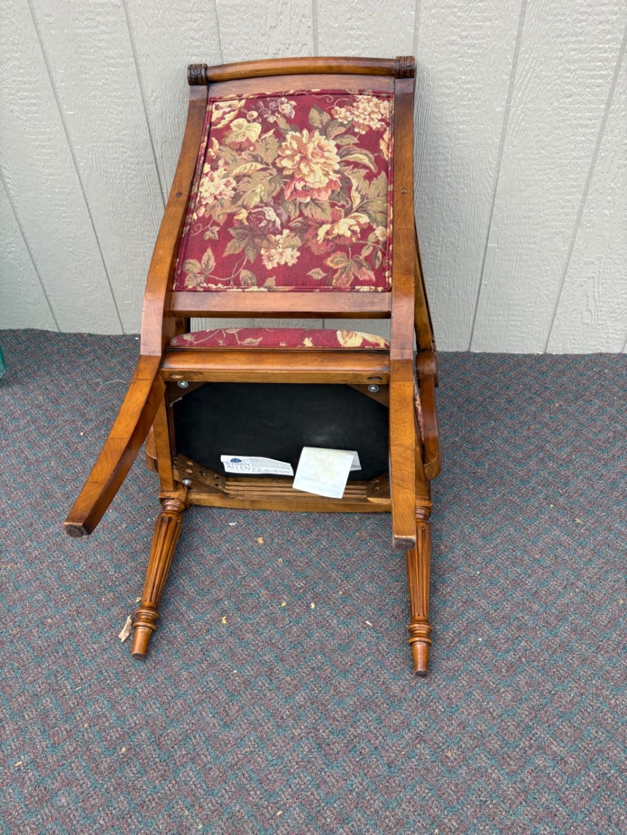 67666 Set of 5 Ethan Allen Dining Chairs with Floral Upholstery