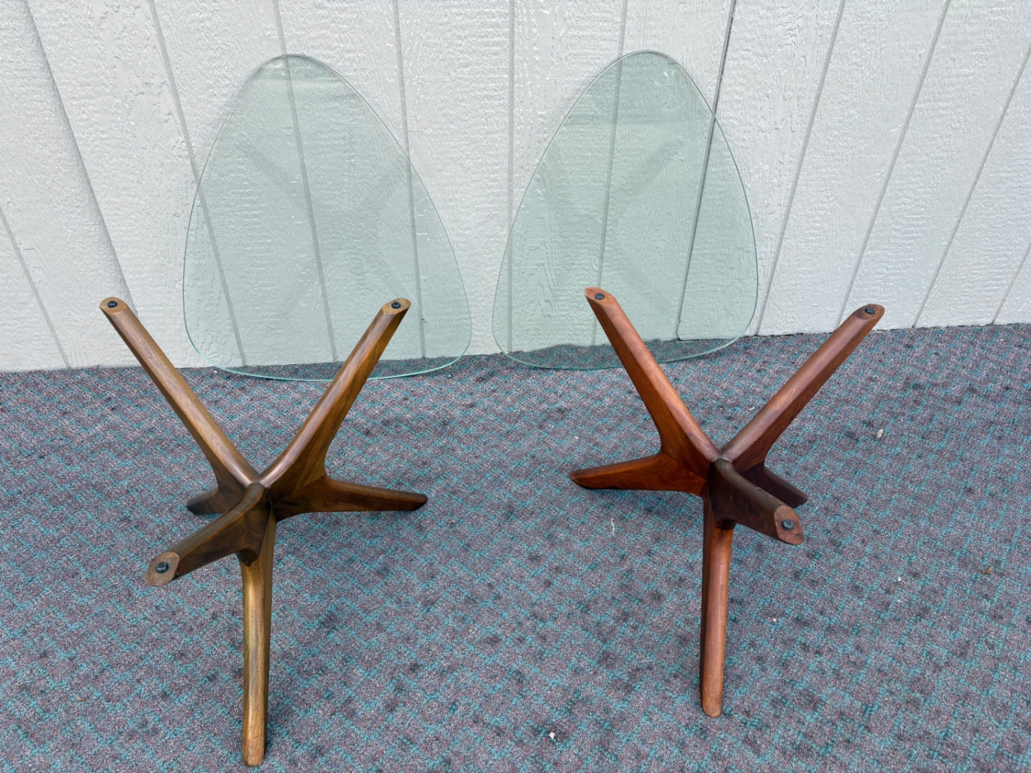 68053 Pair of Mid-Century ADRIAN  PEARSALL Glass Top Side Tables