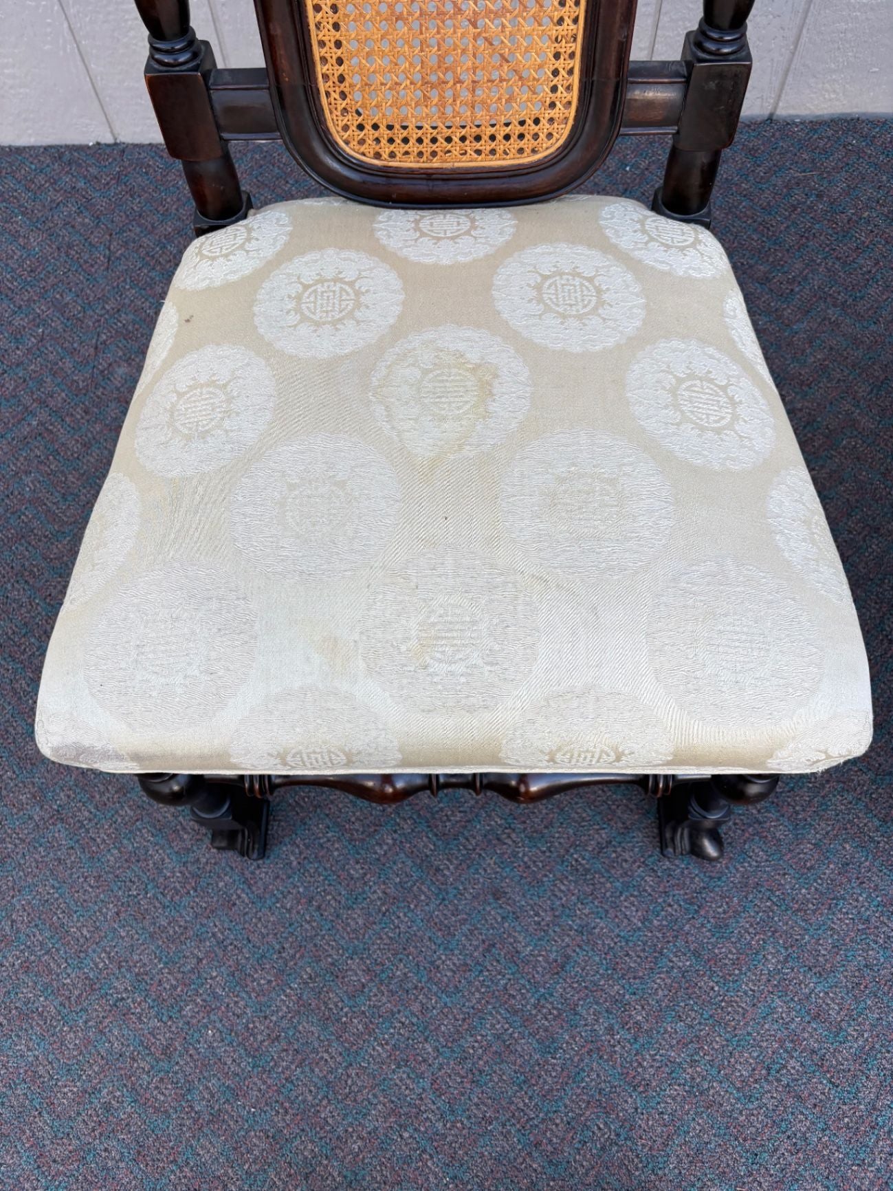 67620 Pair of Jacobean Revival Tall Back Chairs with Cane Inserts
