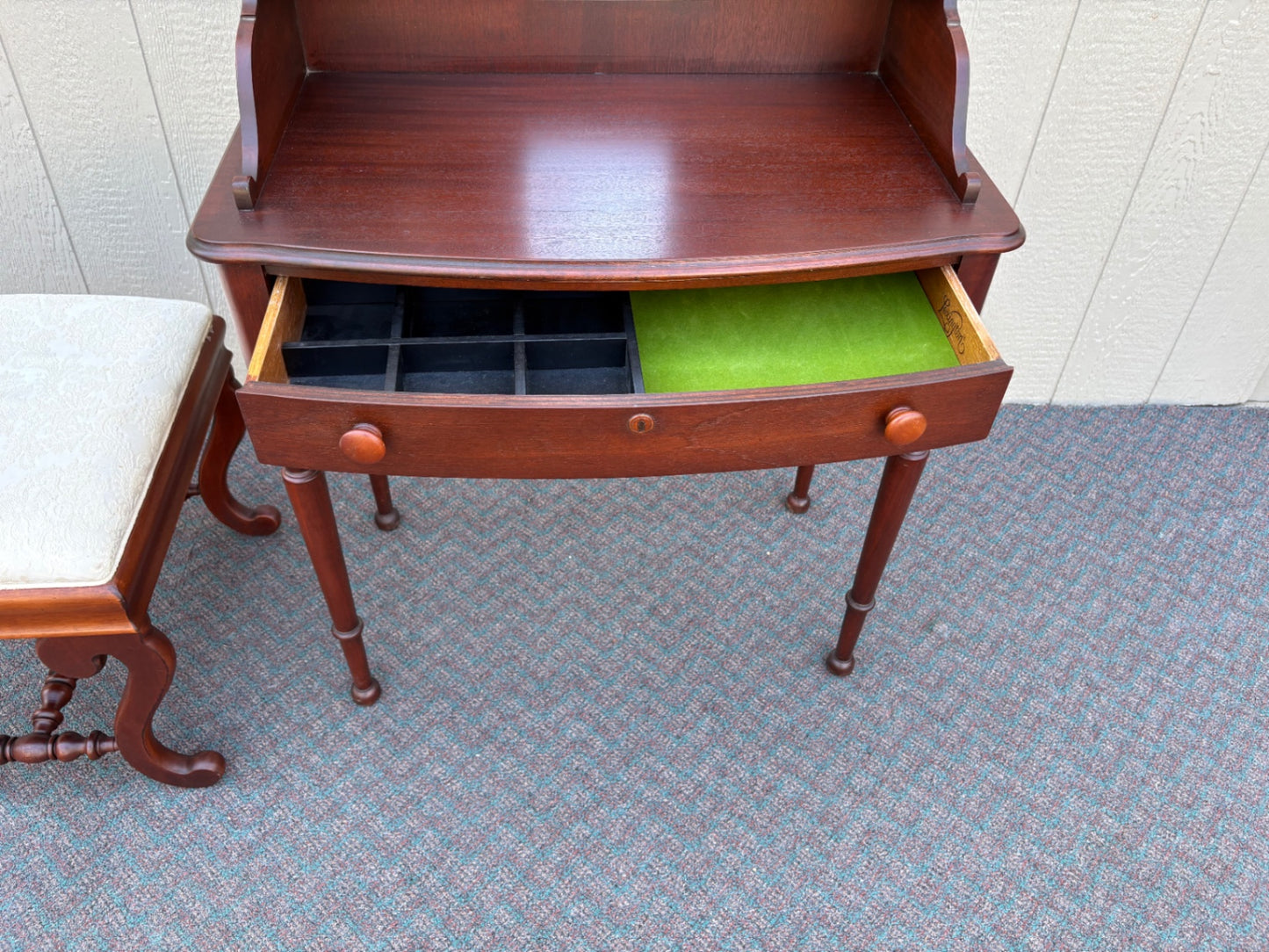 67773  Lexington Traditional Vanity with Mirror and Upholstered Bench