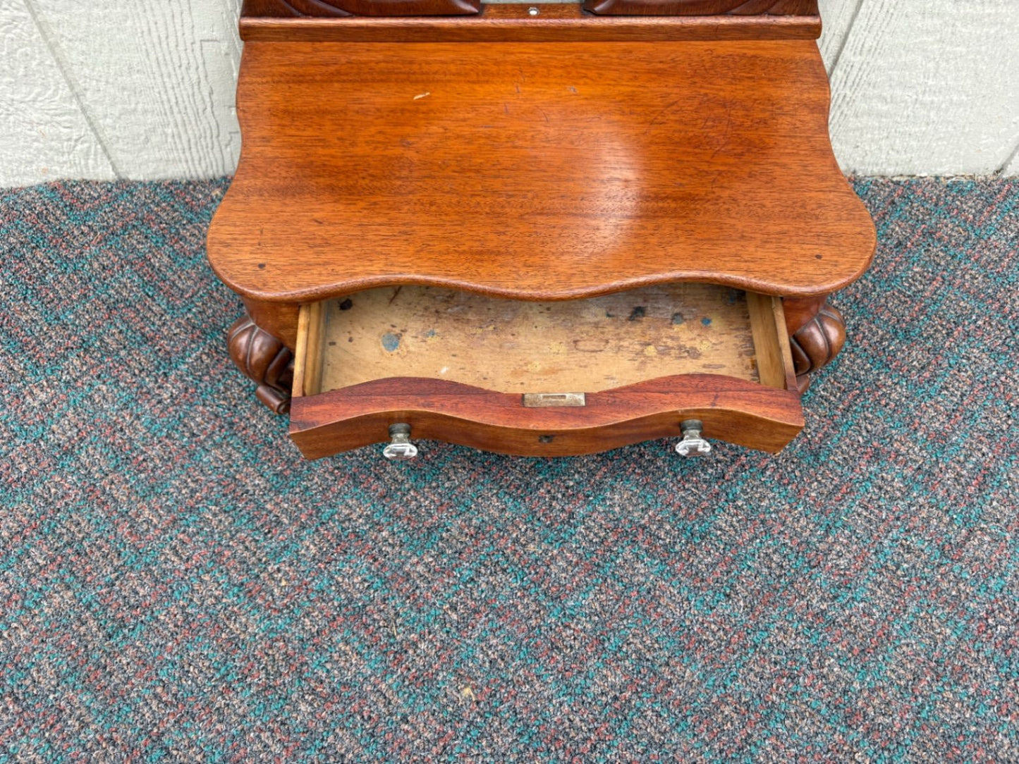 67672 Antique Victorian Shaving Stand with Mirror and Drawer