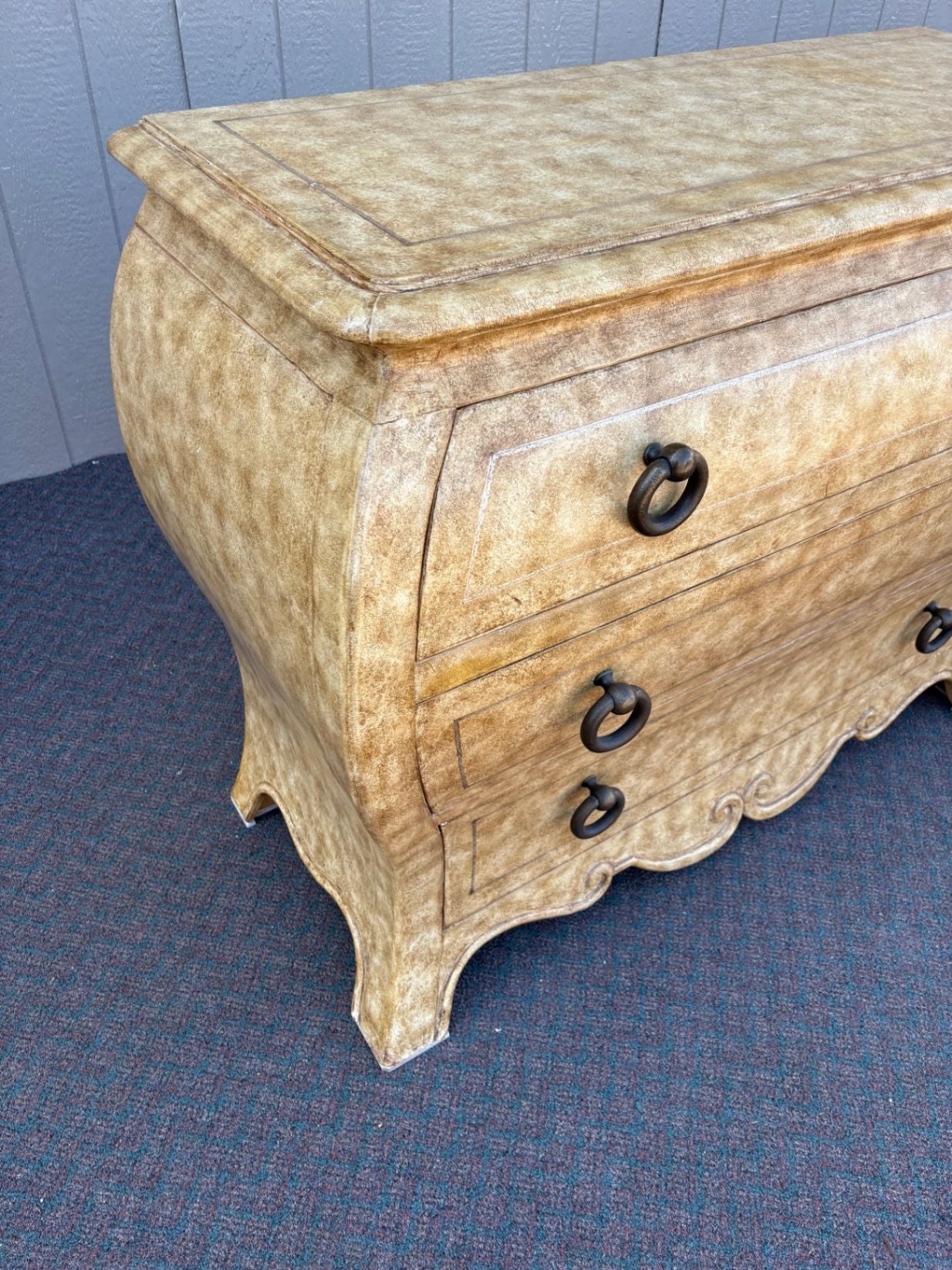 67404 Henredon Bombe Chest of Drawers, Faux Finish, Vintage Elegance