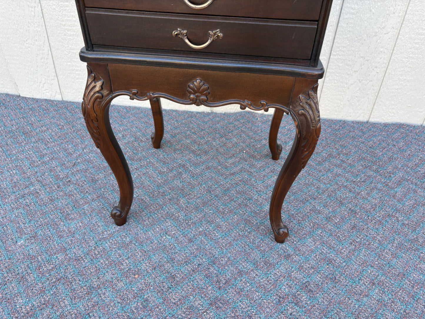 67863 Antique Mahogany Sheet Music Cabinet with Carved Cabriole Legs