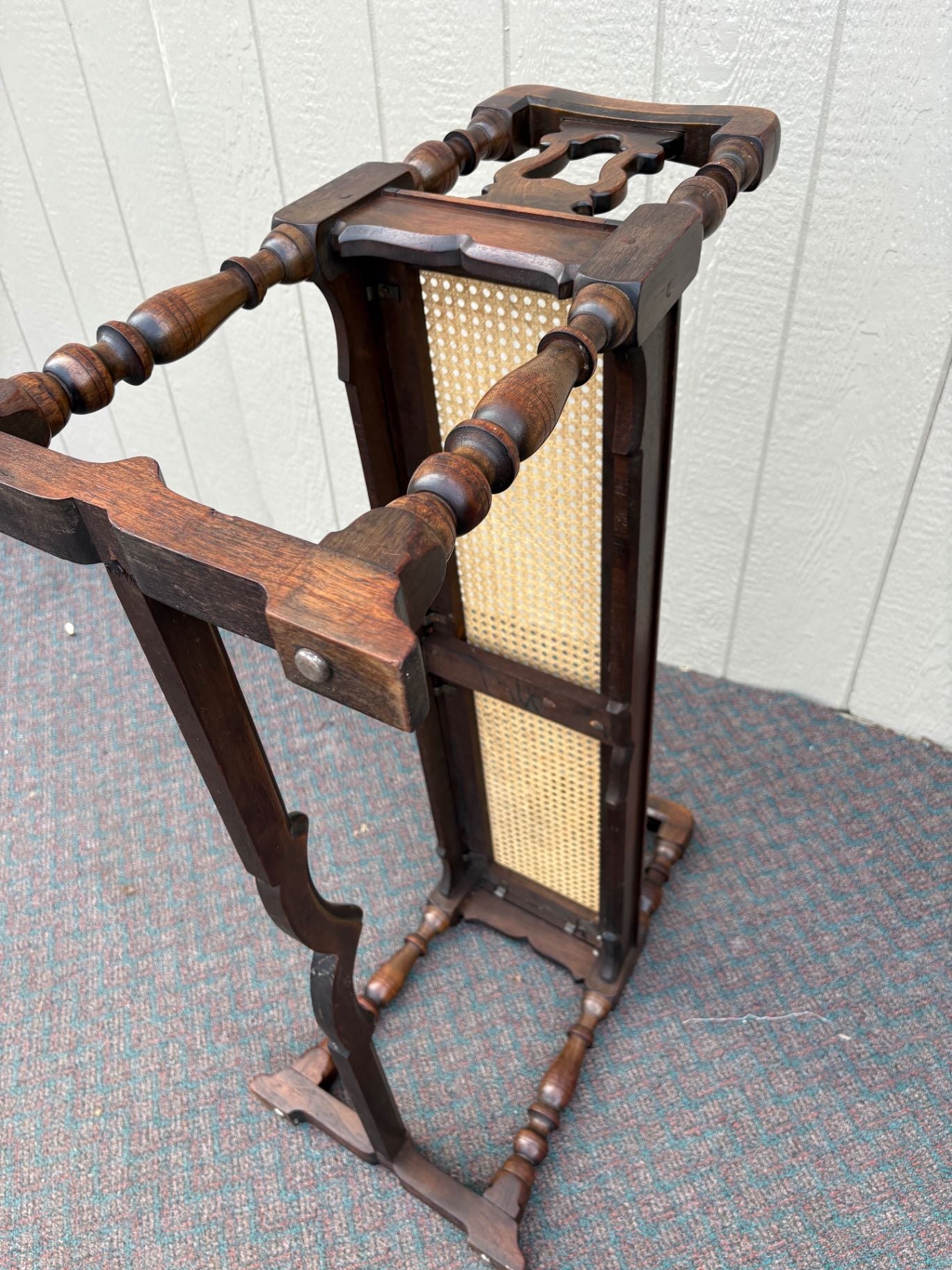 67606 Jacobean Style Wooden Window Bench with Cane Seat
