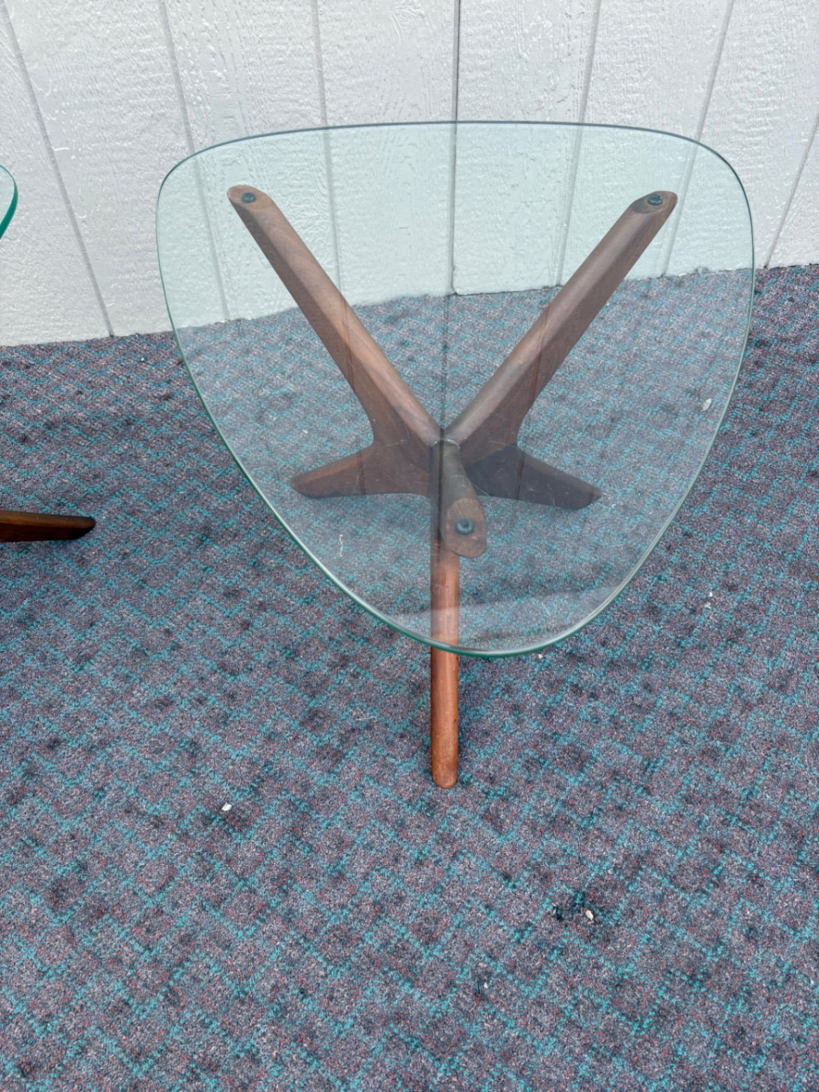 68053 Pair of Mid-Century ADRIAN  PEARSALL Glass Top Side Tables