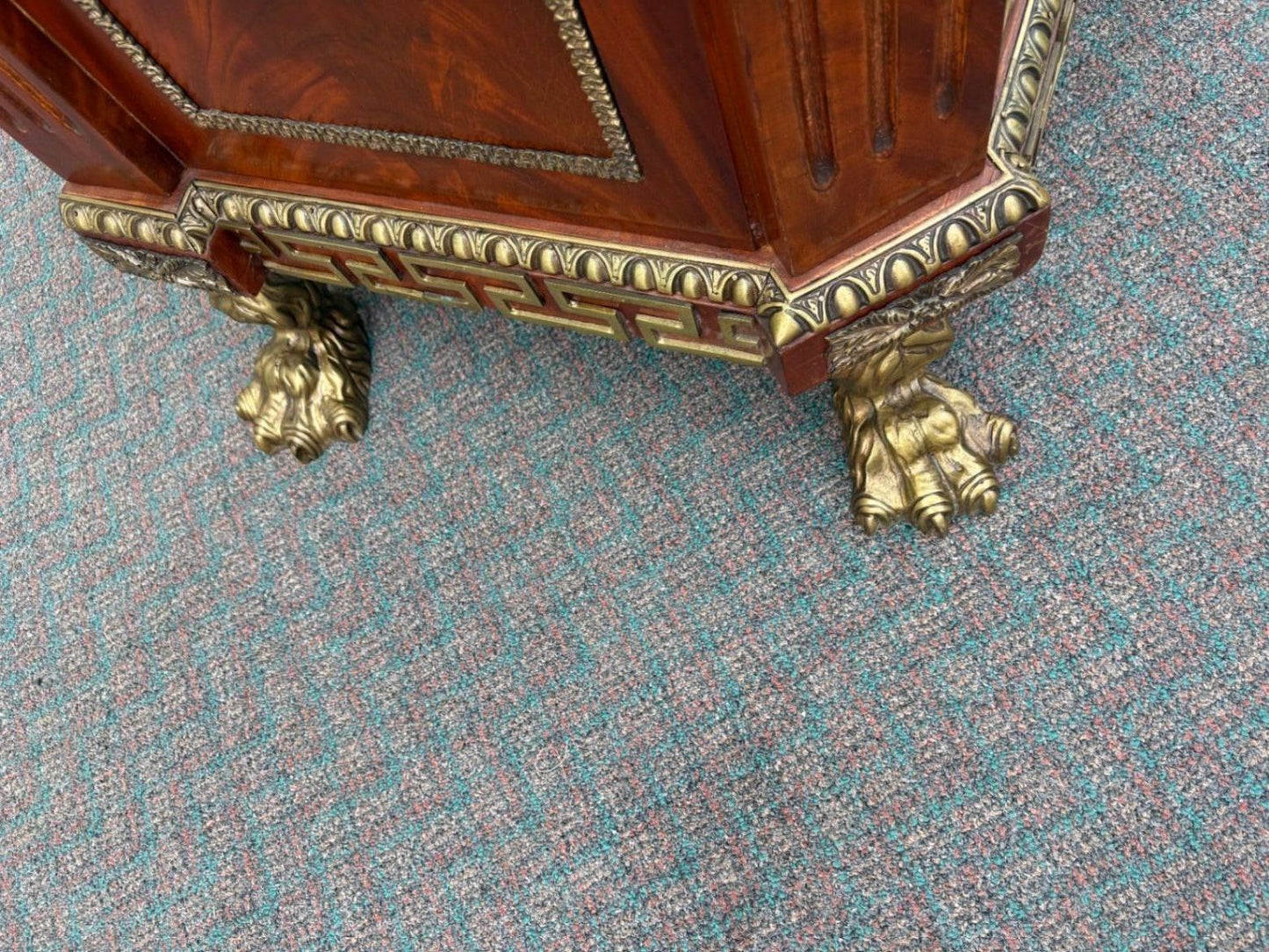67521  Neoclassical Mahogany and Green Marble Sideboard with Claw Feet