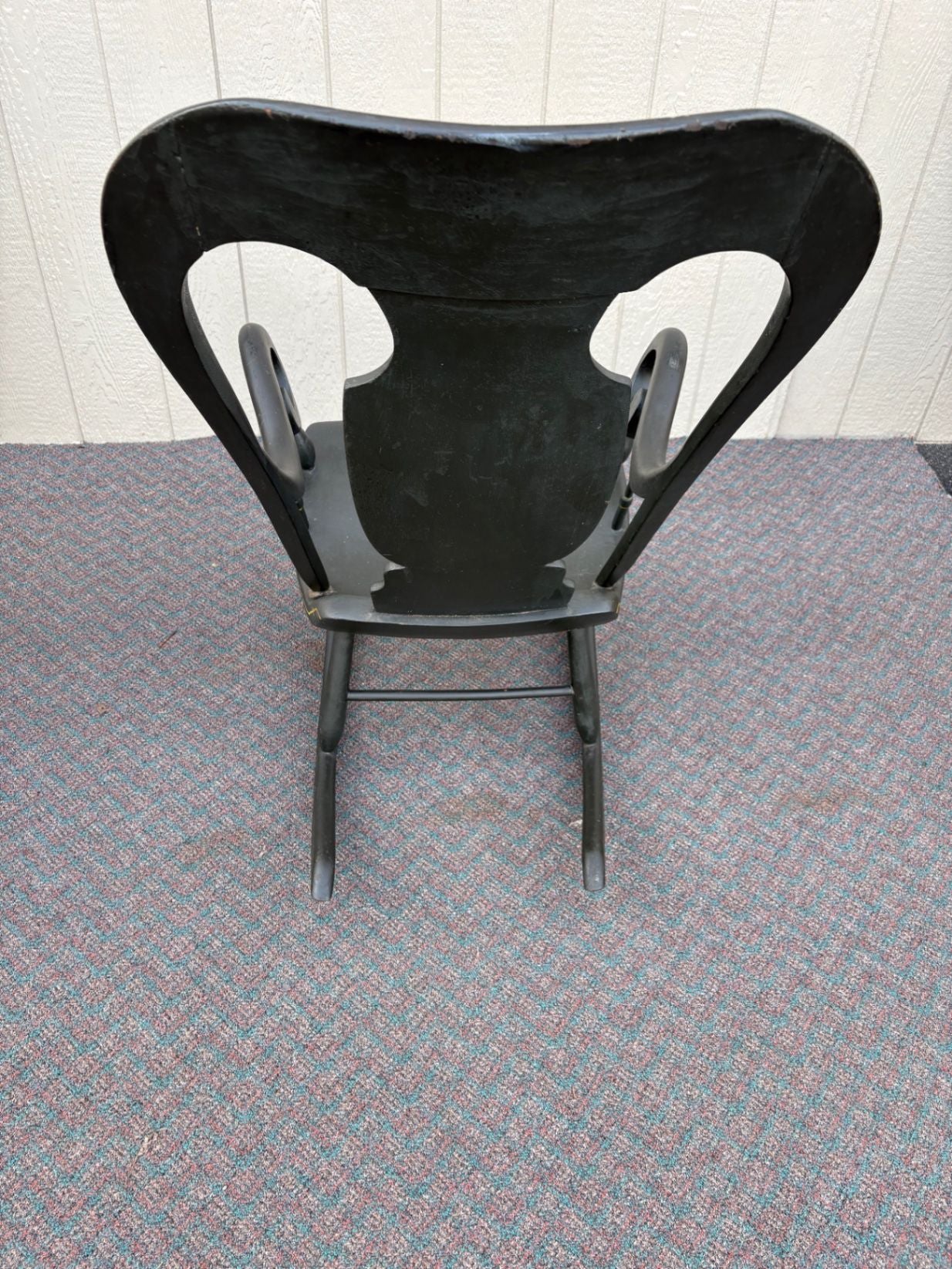 67519 Early 20th Century Hand-Painted Black Country Rocking Chair