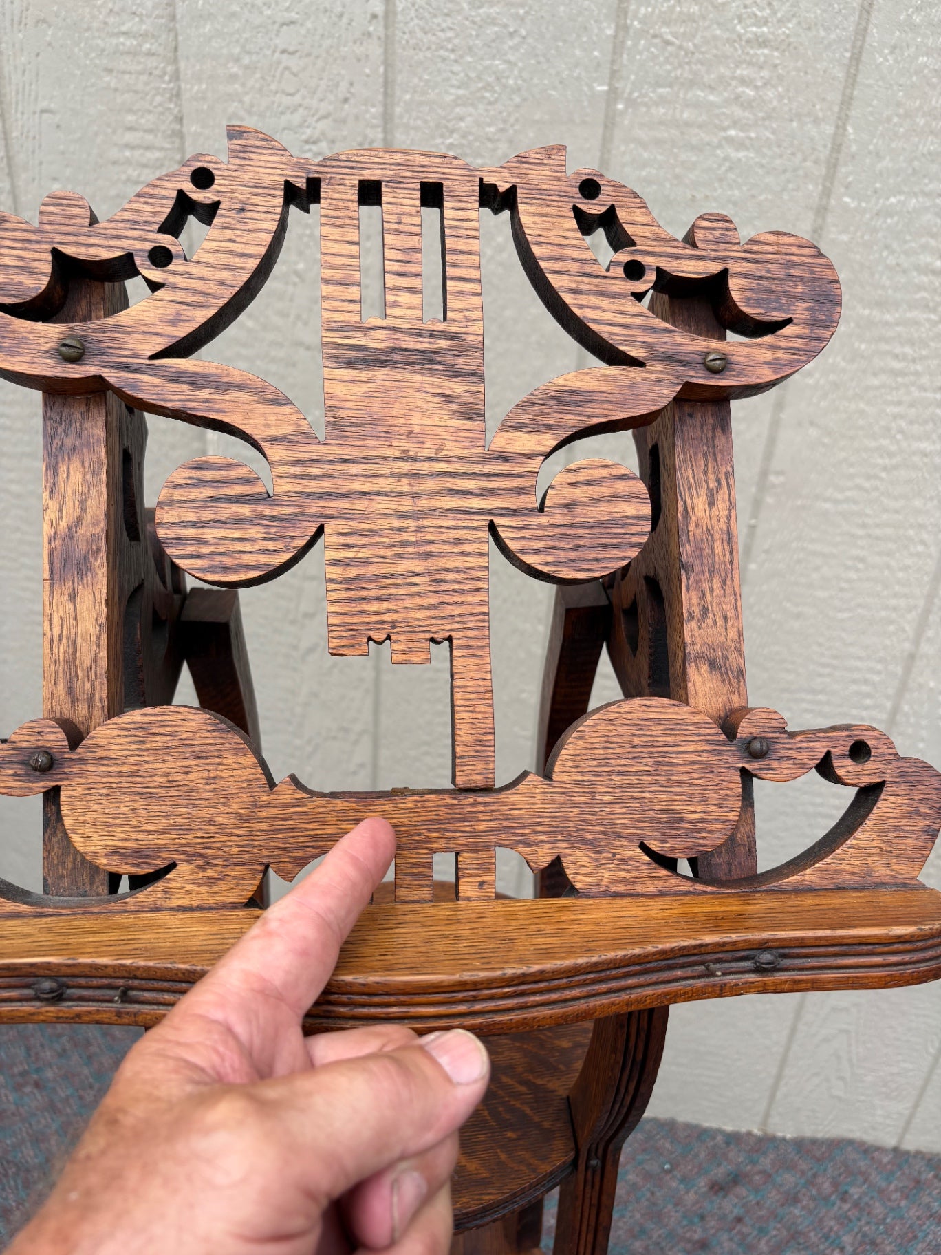 67926 Victorian Oak Music Stand with Intricate Cutout Designs