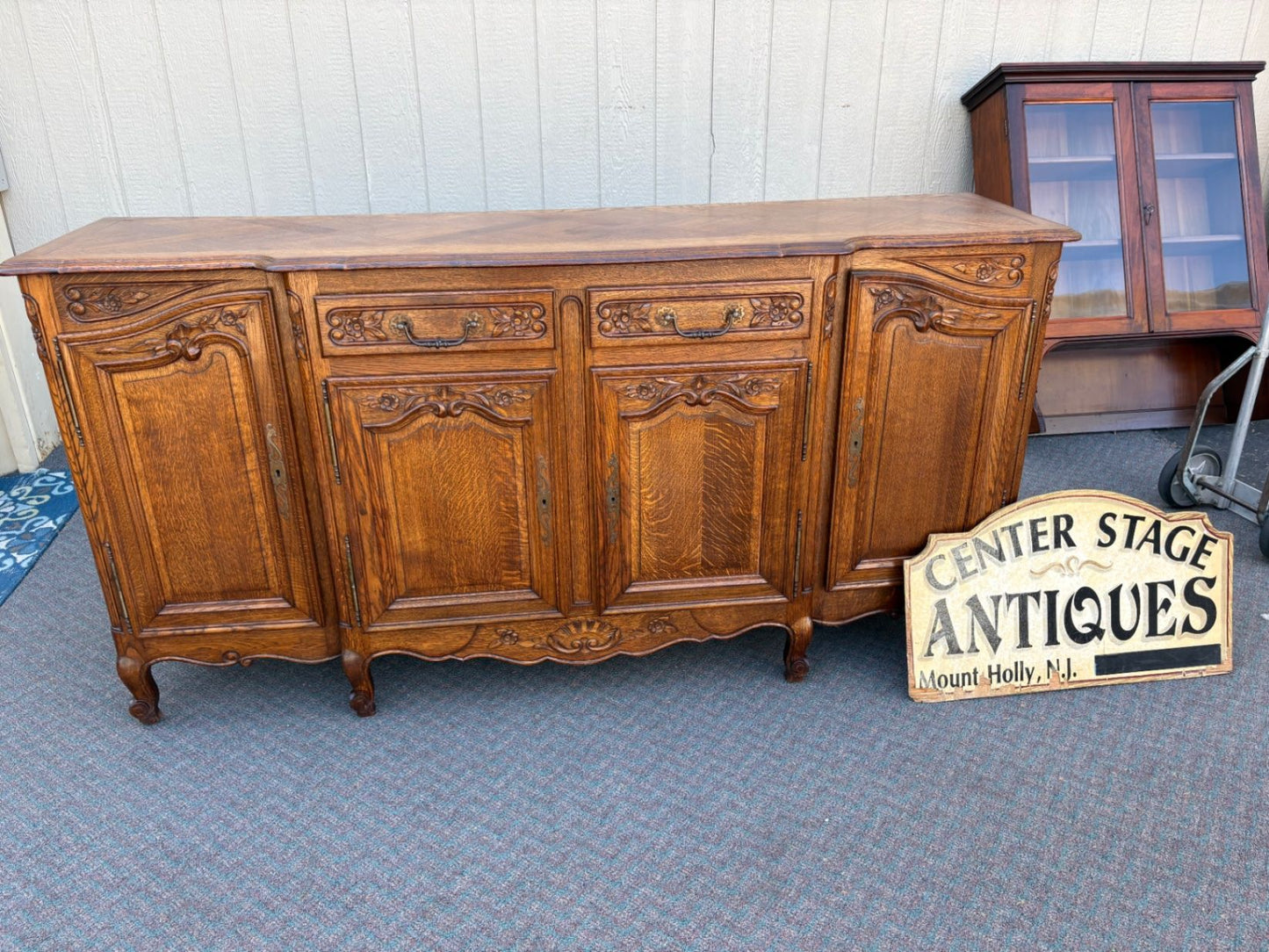67686 French LENNE DEHONT Provincial Oak Buffet Sideboard with Carved Details