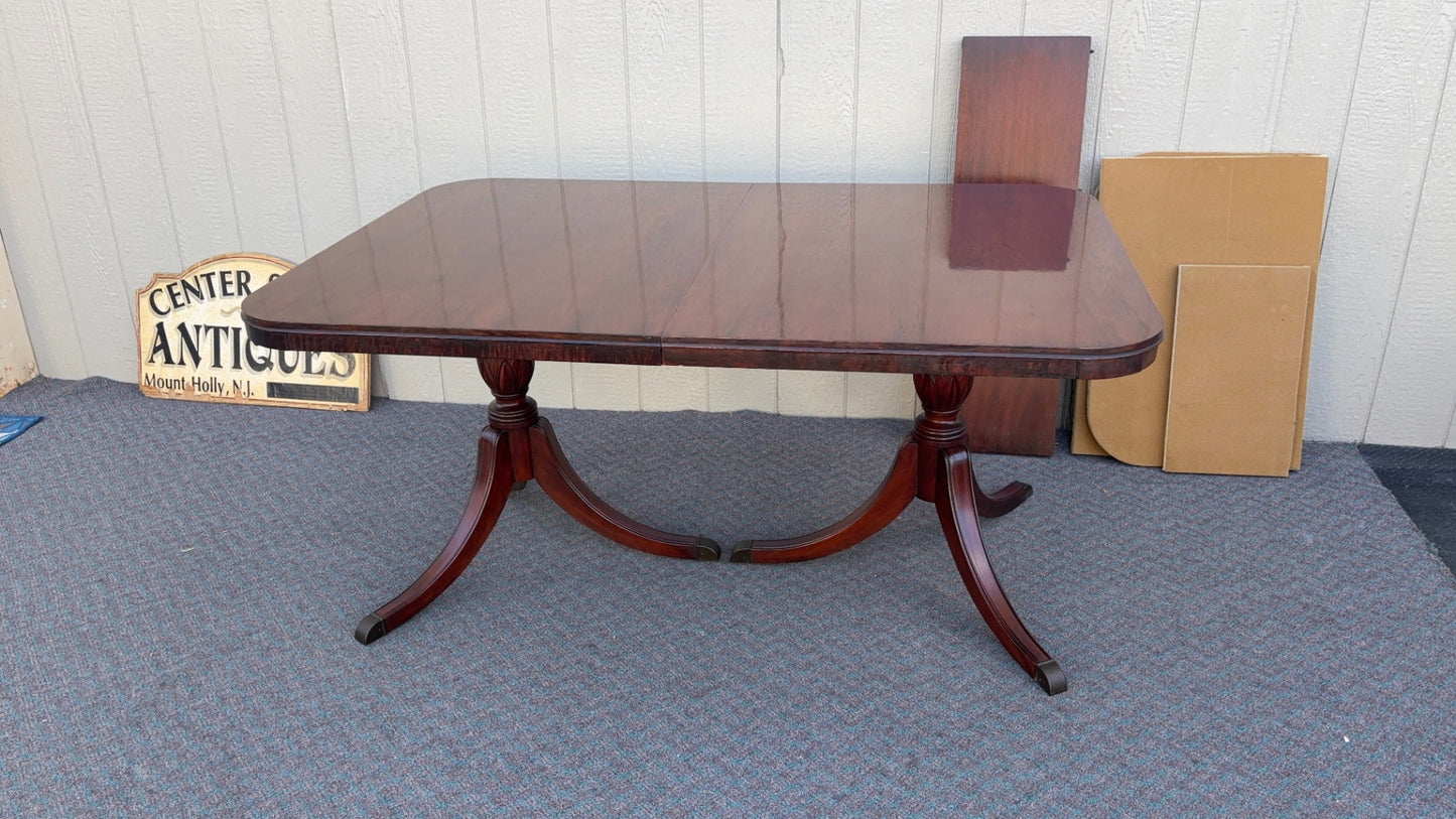 67845 Duncan Phyfe Style Dining Table with 6 Shield Back Chairs