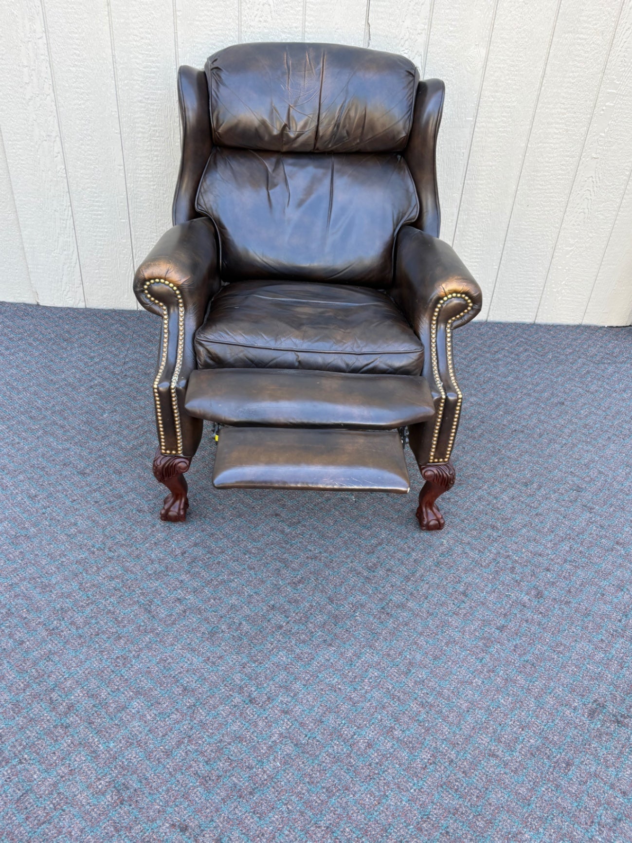 67848 Hancock and Moore Leather Recliner with Nailhead Trim