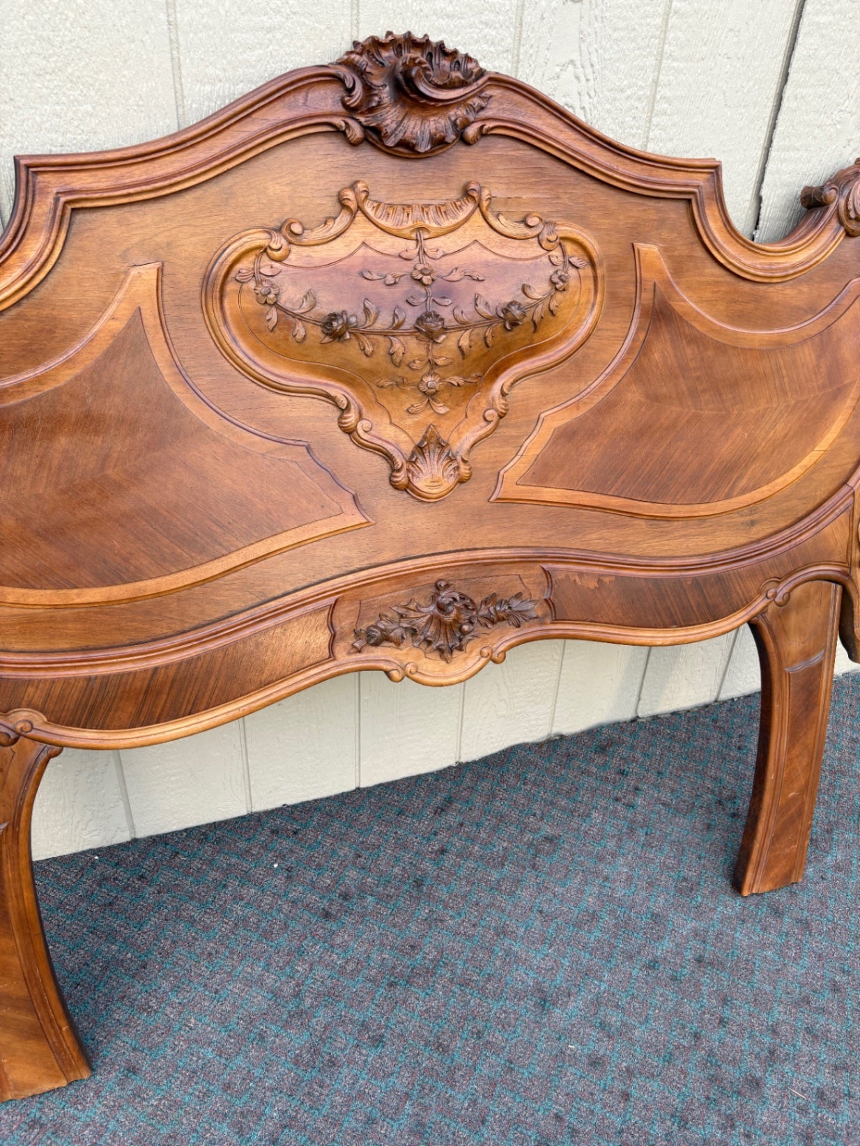 68018 Elegant French Rococo Full Size Headboard in Walnut