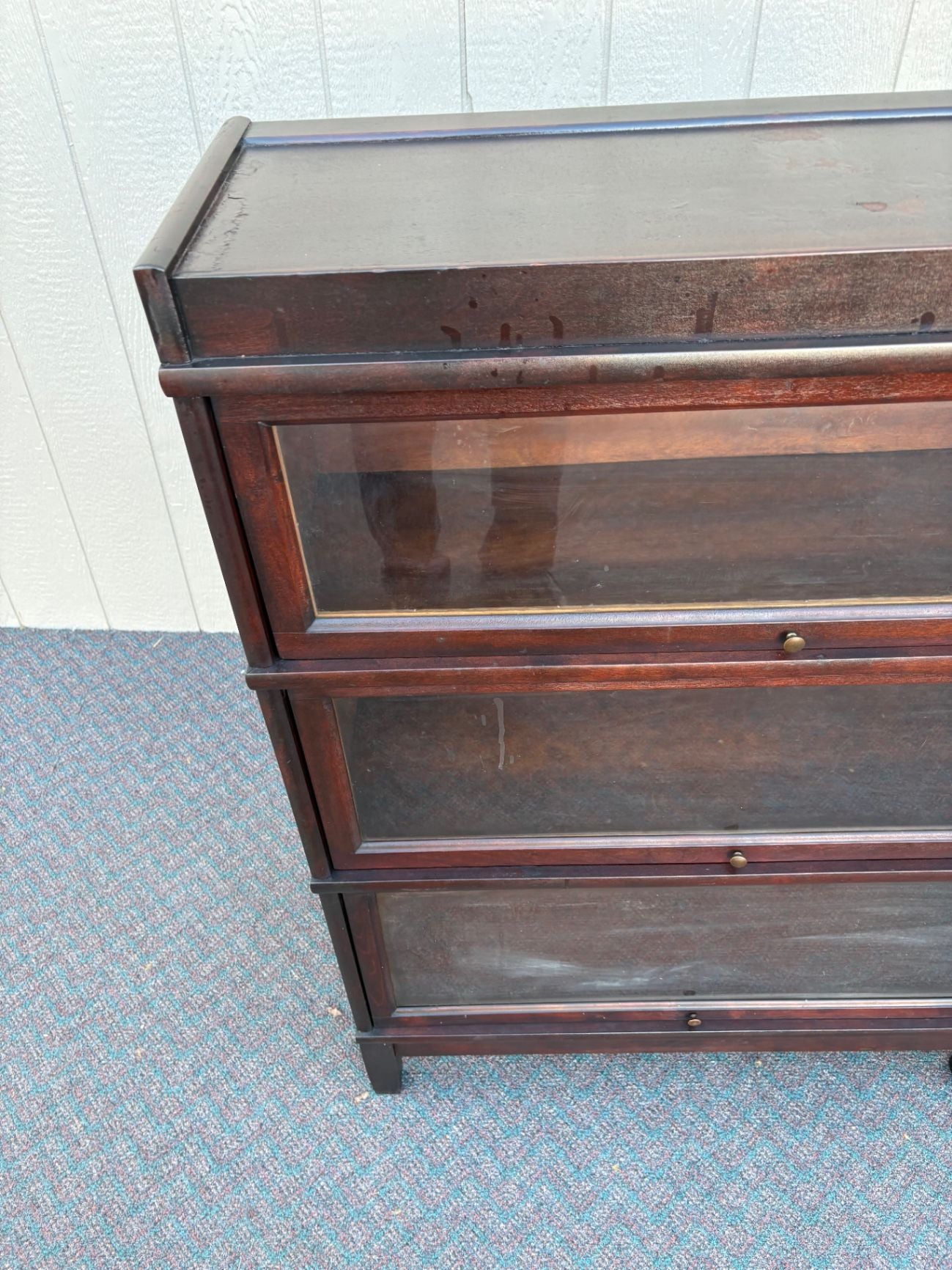 67597 Vintage Mahogany Barrister Bookcase with Glass Fronts