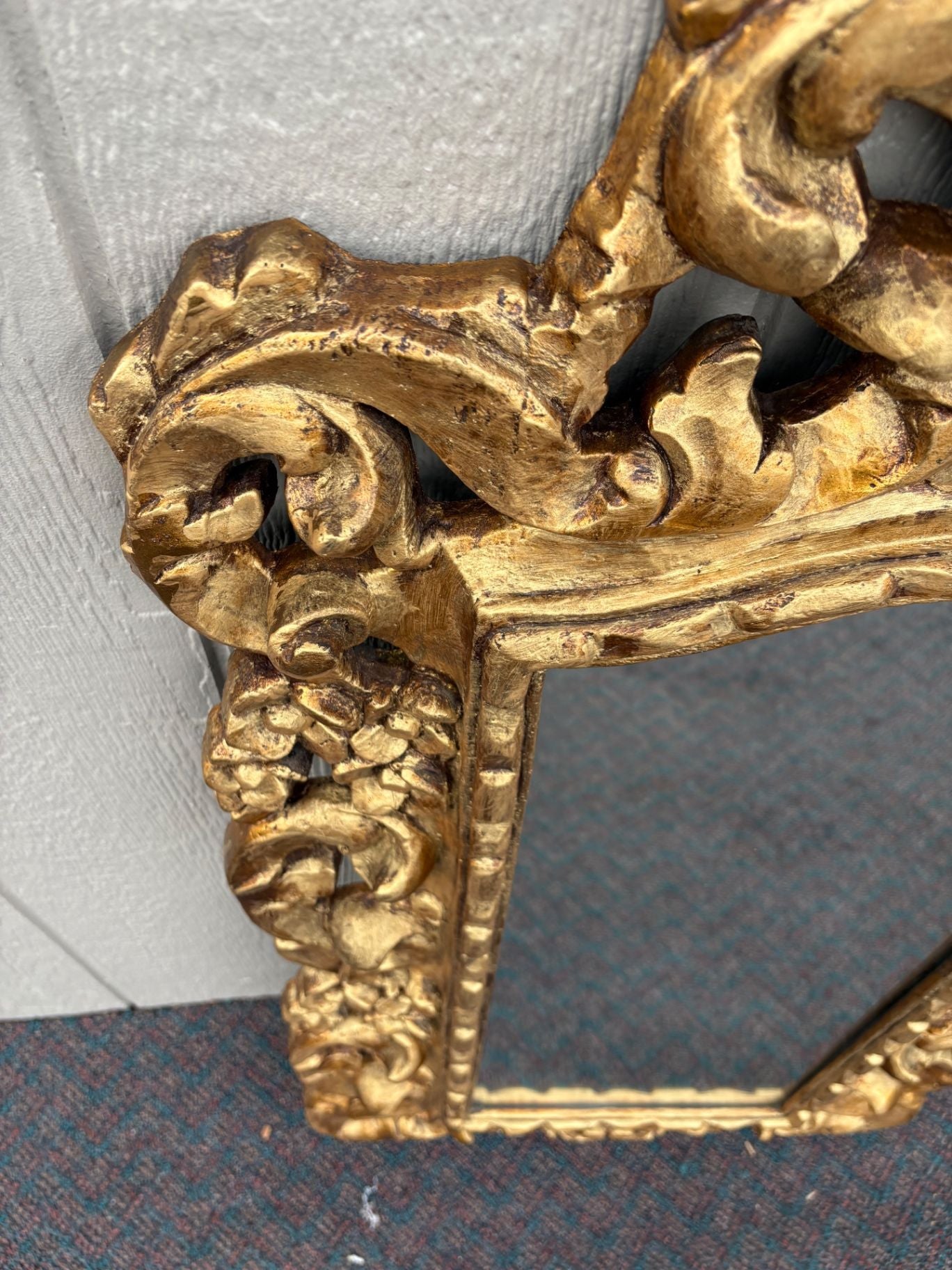 67462  Baroque Style Ornate Gold Gilt Wall Mirror with Floral Motif