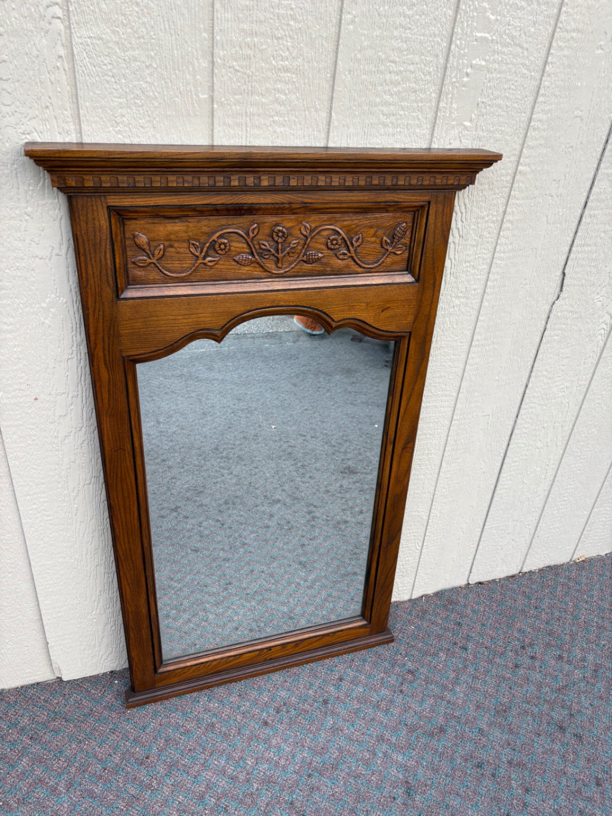 67922 Elegant Baker Furniture  Floral Wall Mirror with Carved Detailing