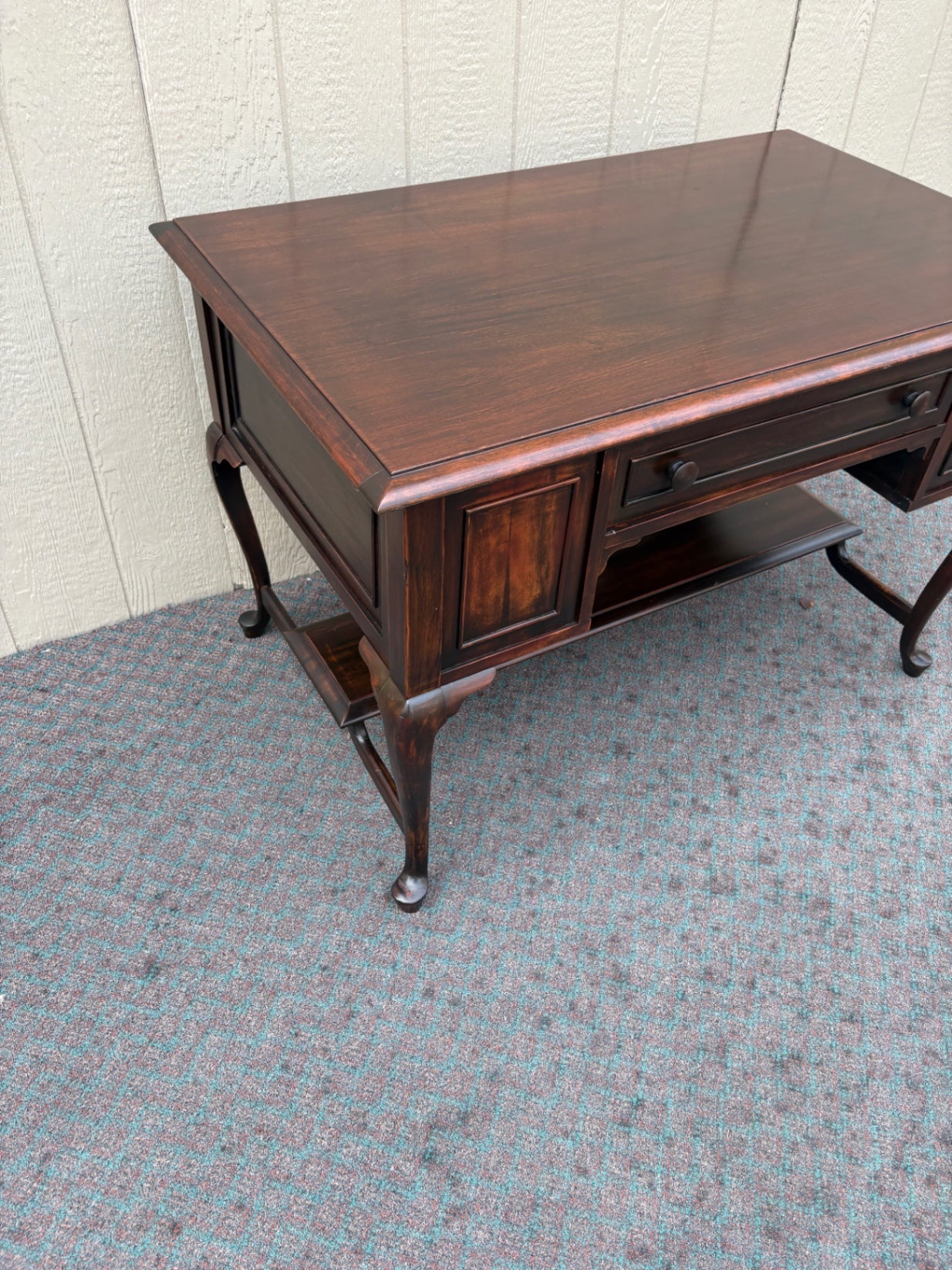 67994 RARE Vintage Auglaize Furniture Desk with Secret Side Panels, Mahogany